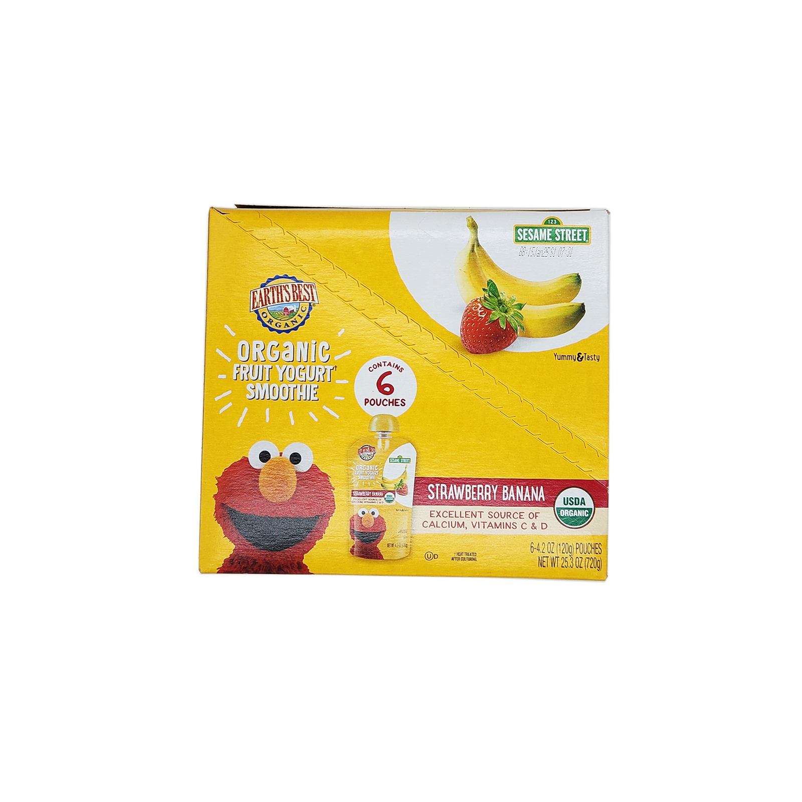 Earth's Best Organic Fruit Yogurt Smoothie Toddler Food Strawberry Banana 4.2 Oz Pouches (12 Pack)