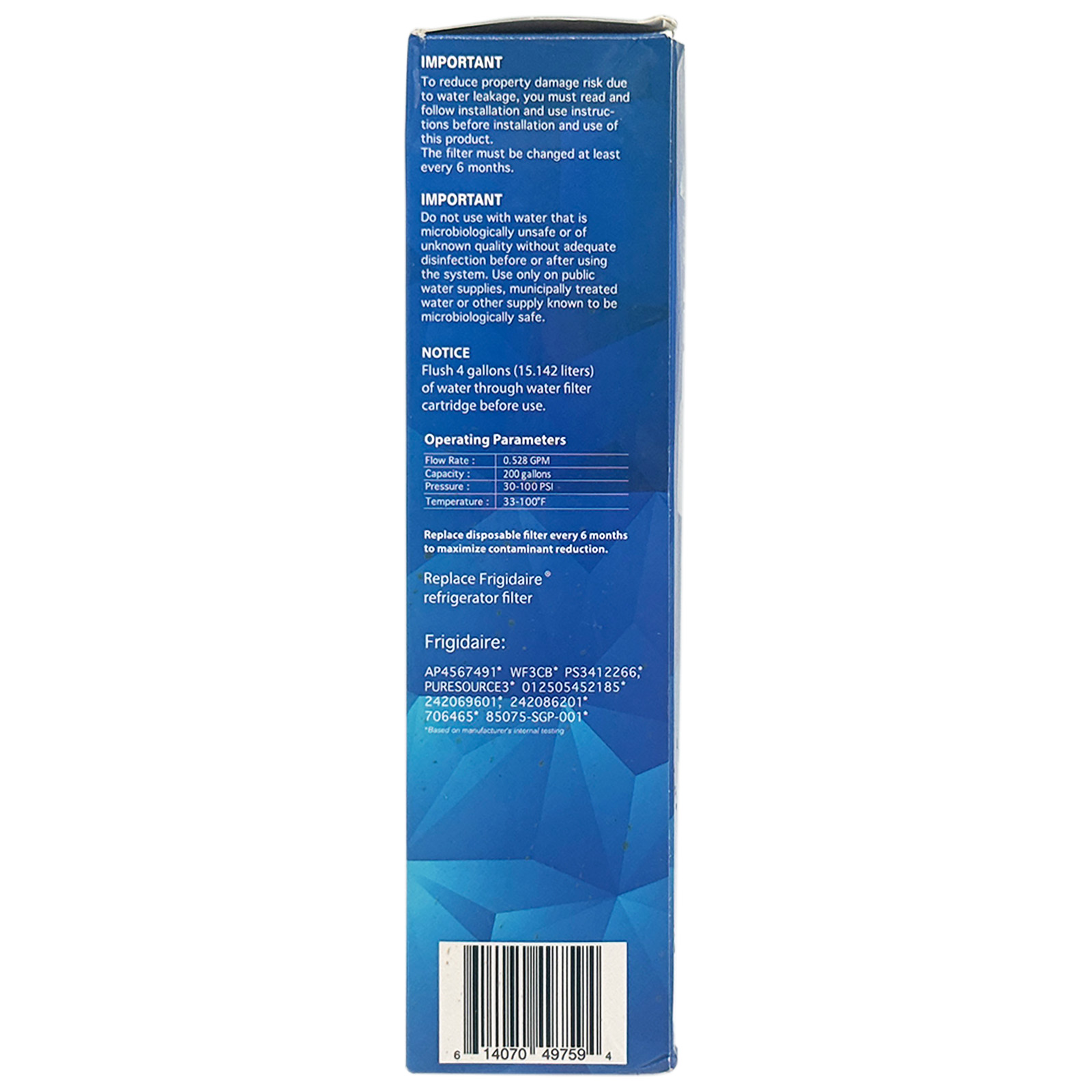 Mountain Flow MF-3CB Water Filter, Replacement for the WF3CB, PureSource 3, 706465, 242086201, 242086203, 242294501, 242069601, AP4567491, PS3412266, and WF425