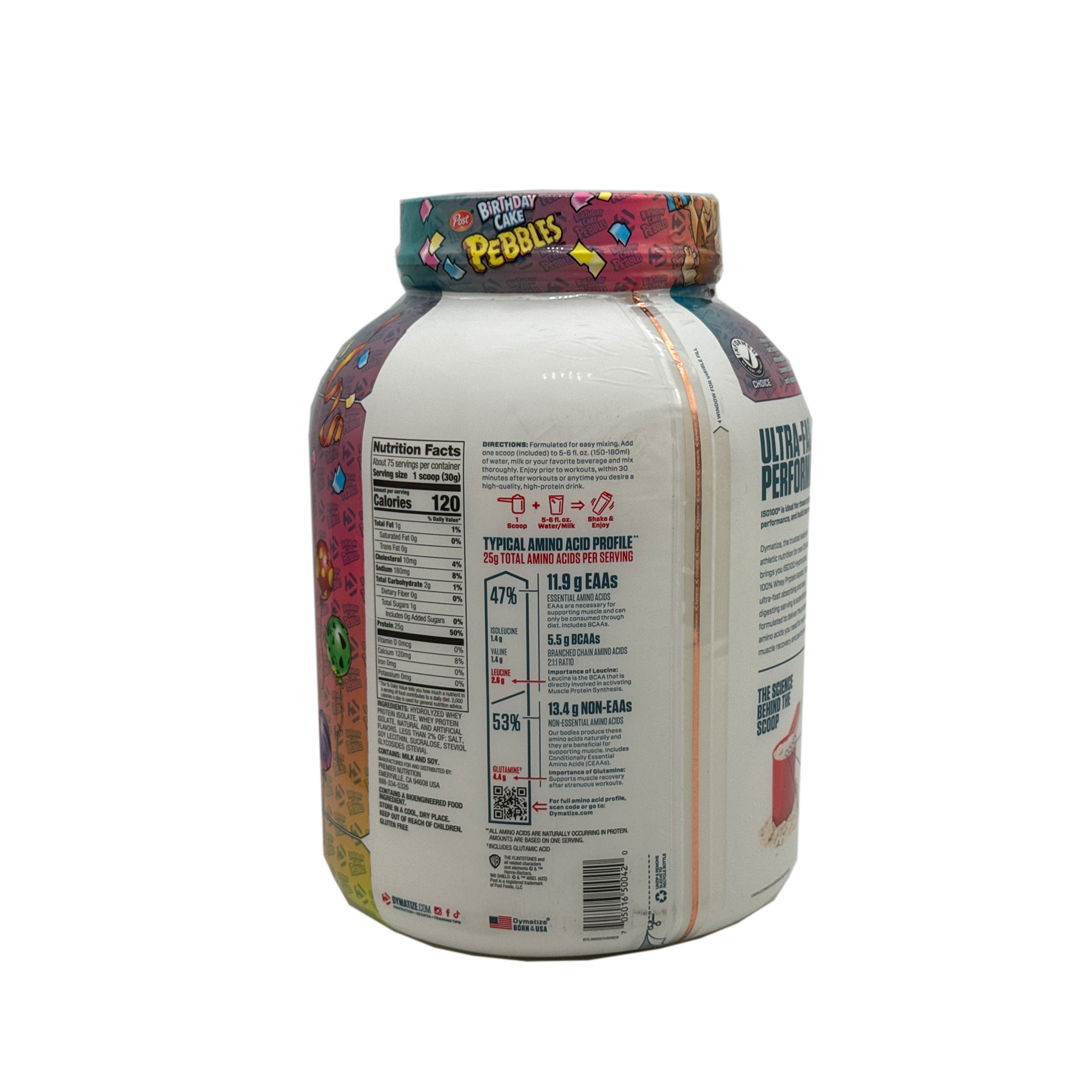 Dymatize ISO100 Hydrolyzed Whey Protein Powder - Birthday Cake Pebbles flavor -5 LB Exp 12/25