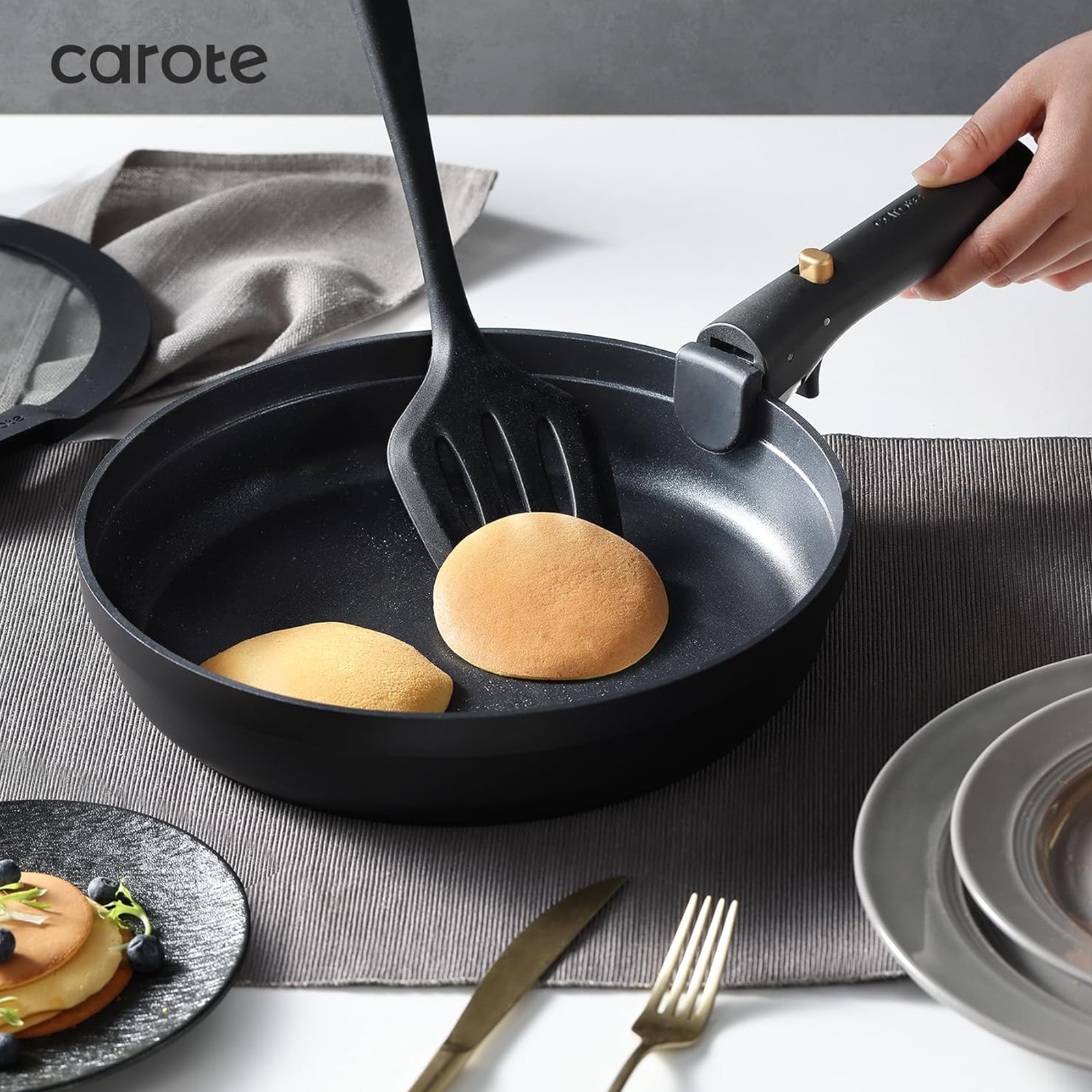 CAROTE 20pcs Pots and Pans Set Non Stick, Nonstick Cookware Set, Dishwasher, Oven, Fridge Safe Pots and Pans, Removable Handle RV Oven Safe Cookware, Induction Kitchen Set, Black