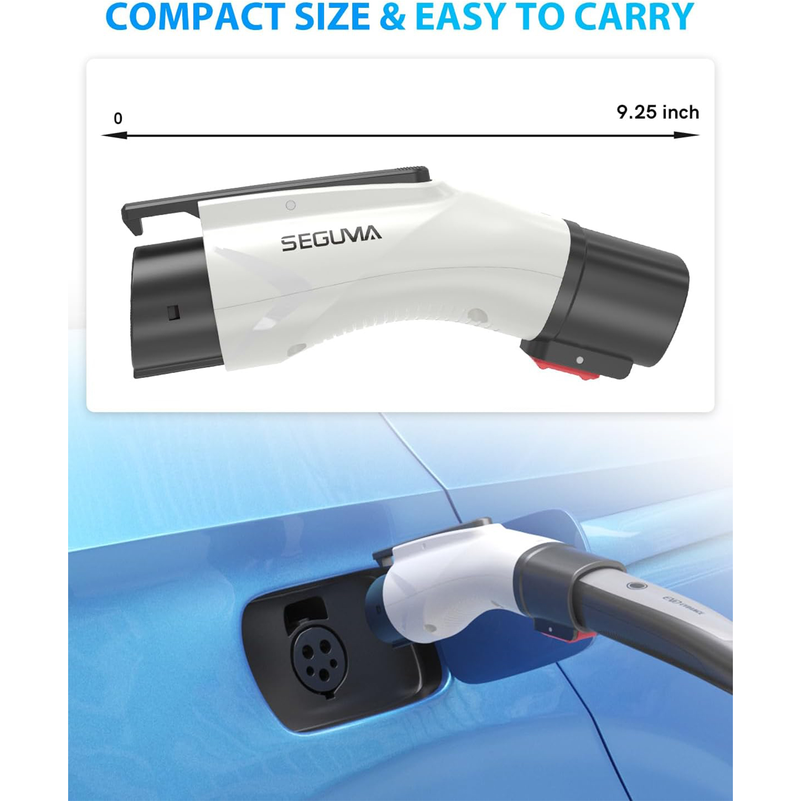 Seguma - Tesla to J1772 EV Charging Adapter, 60A 250V w/ Lock, White