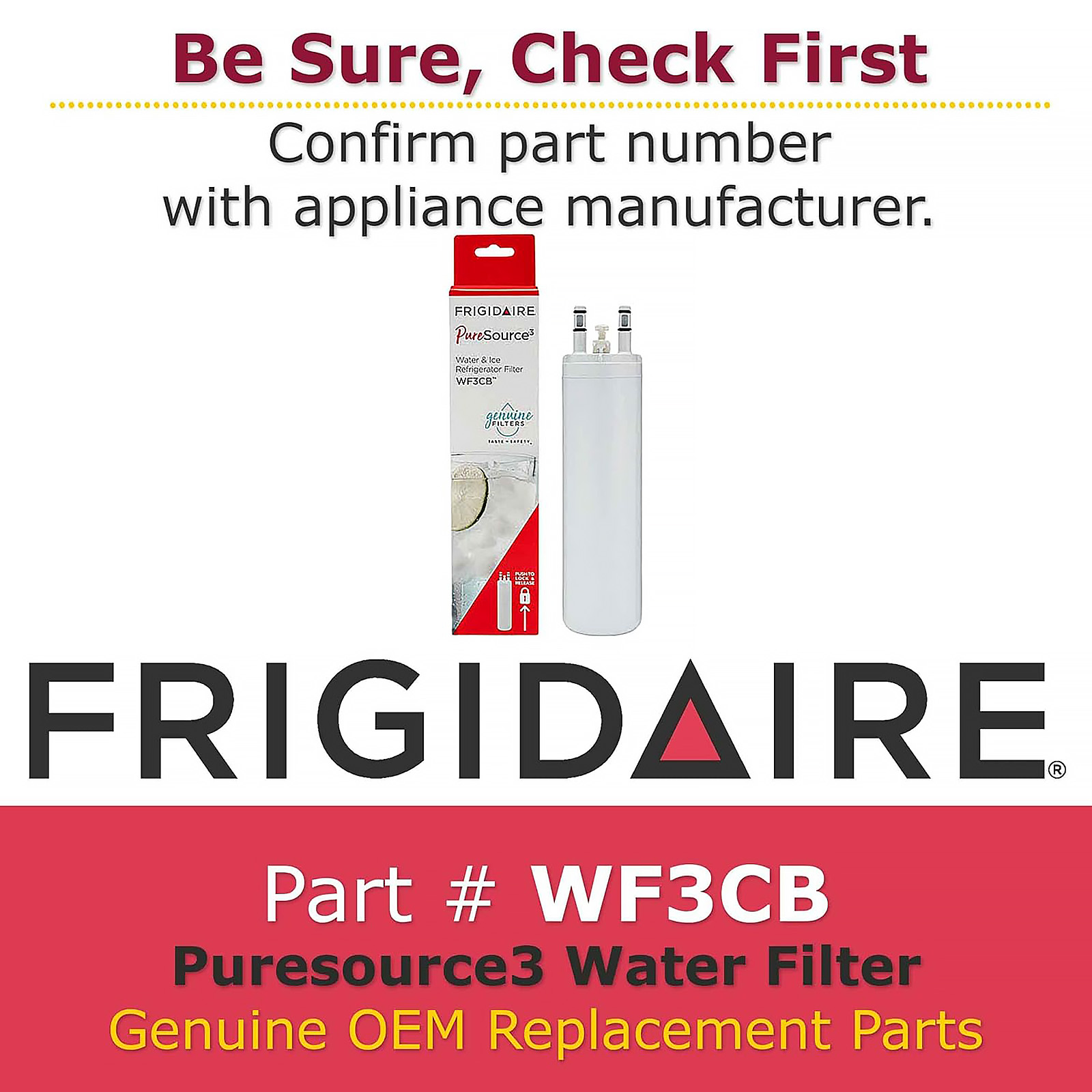 Frigidaire WF3CB Puresource3 Refrigerator Water Filter, White, 1 Count (Pack of 1)