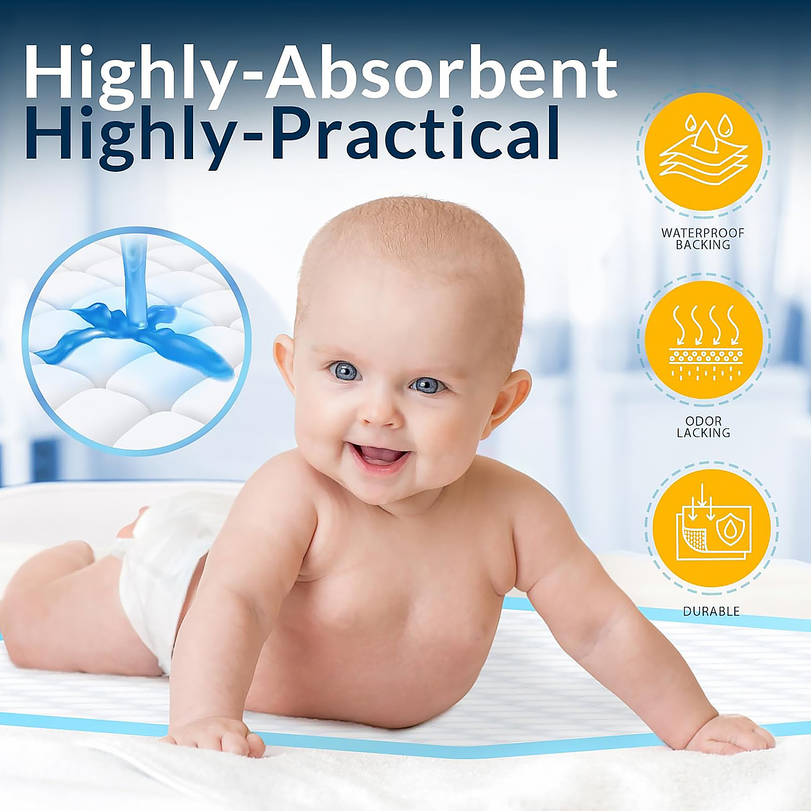 Medpride Disposable Underpads 17''x24'' (100-Count) - Incontinence/Bed/Puppy