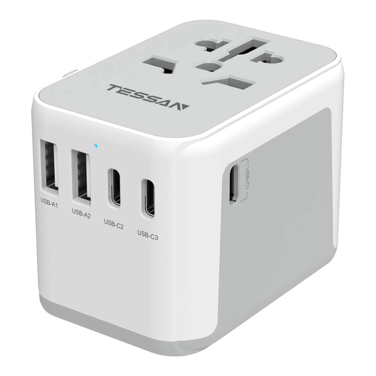 TESSAN Universal Travel Adapter, International Power Adapter 5.6A 28W 3 USB C 2 USB A Ports, Travel Worldwide Plug Adaptor, Outlet Wall Charger for Europe UK EU AUS (Type C/G/A/I)