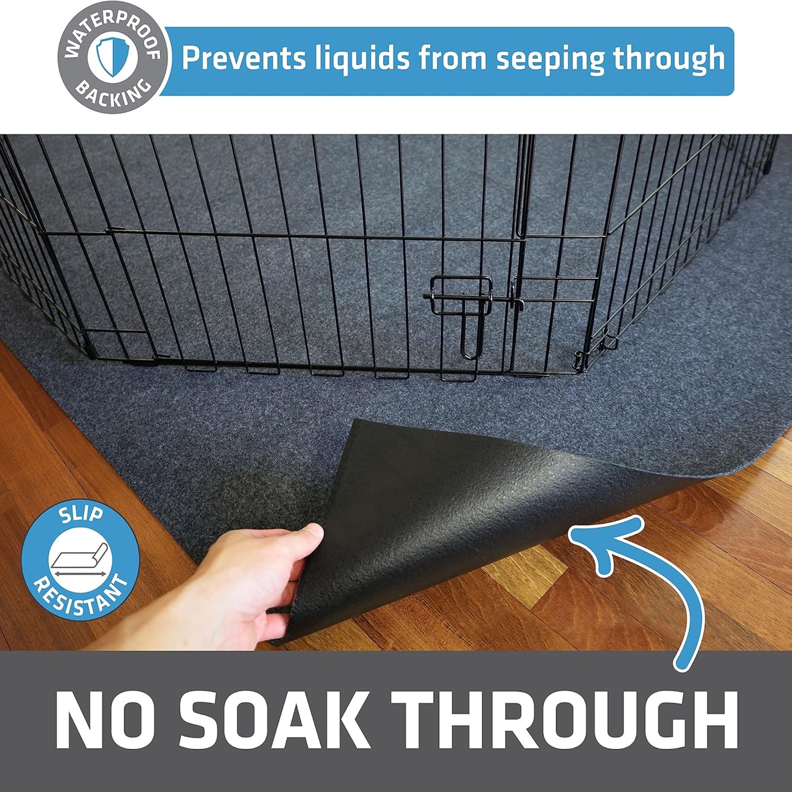 Drymate Dog Playpen Mat, Absorbent, Waterproof, Non-Slip, Machine Washable, Jumbo XXL Size (60x74), Reusable Puppy Pad for Training, Whelping, Housebreaking, Incontinence, and Crate/Kennel (USA Made)