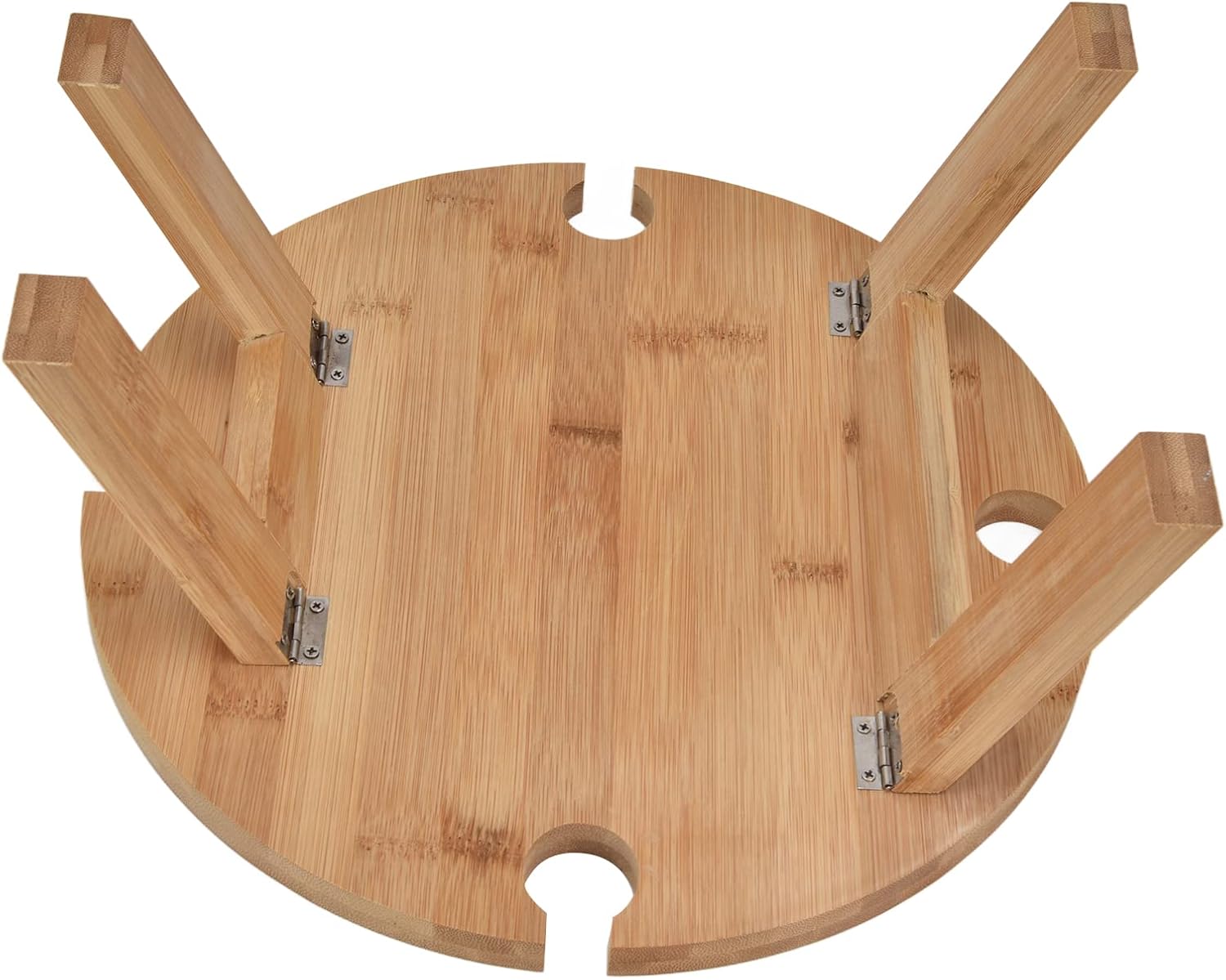 Jauarta Portable Bamboo Wine Table, Wooden Outdoor Folding Picnic Table with Wine Glass Holder, Portable Camping Wine Table Snack Tray