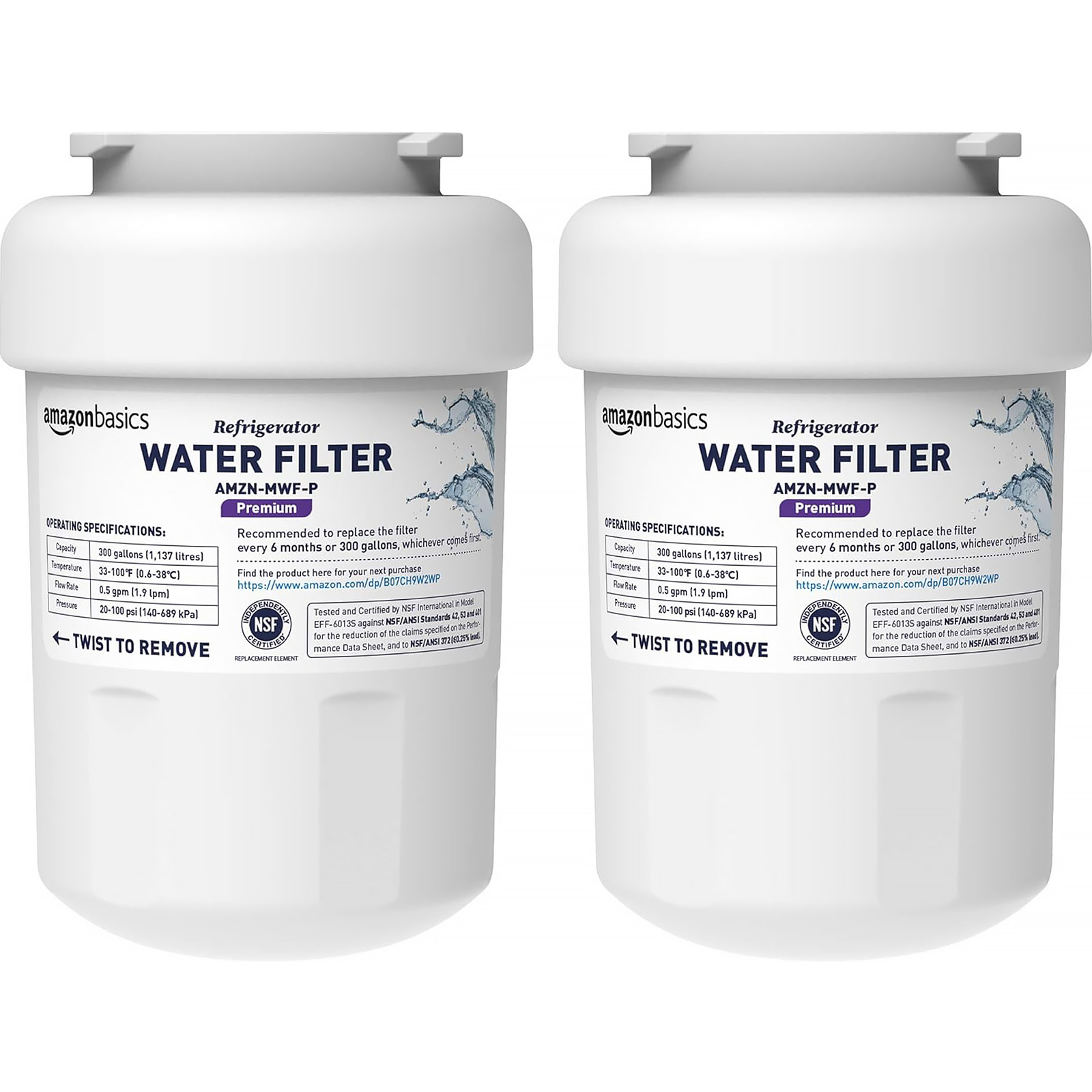 Amazon Basics Replacement Water Filter Cartridge - Premium (Choose Pack)