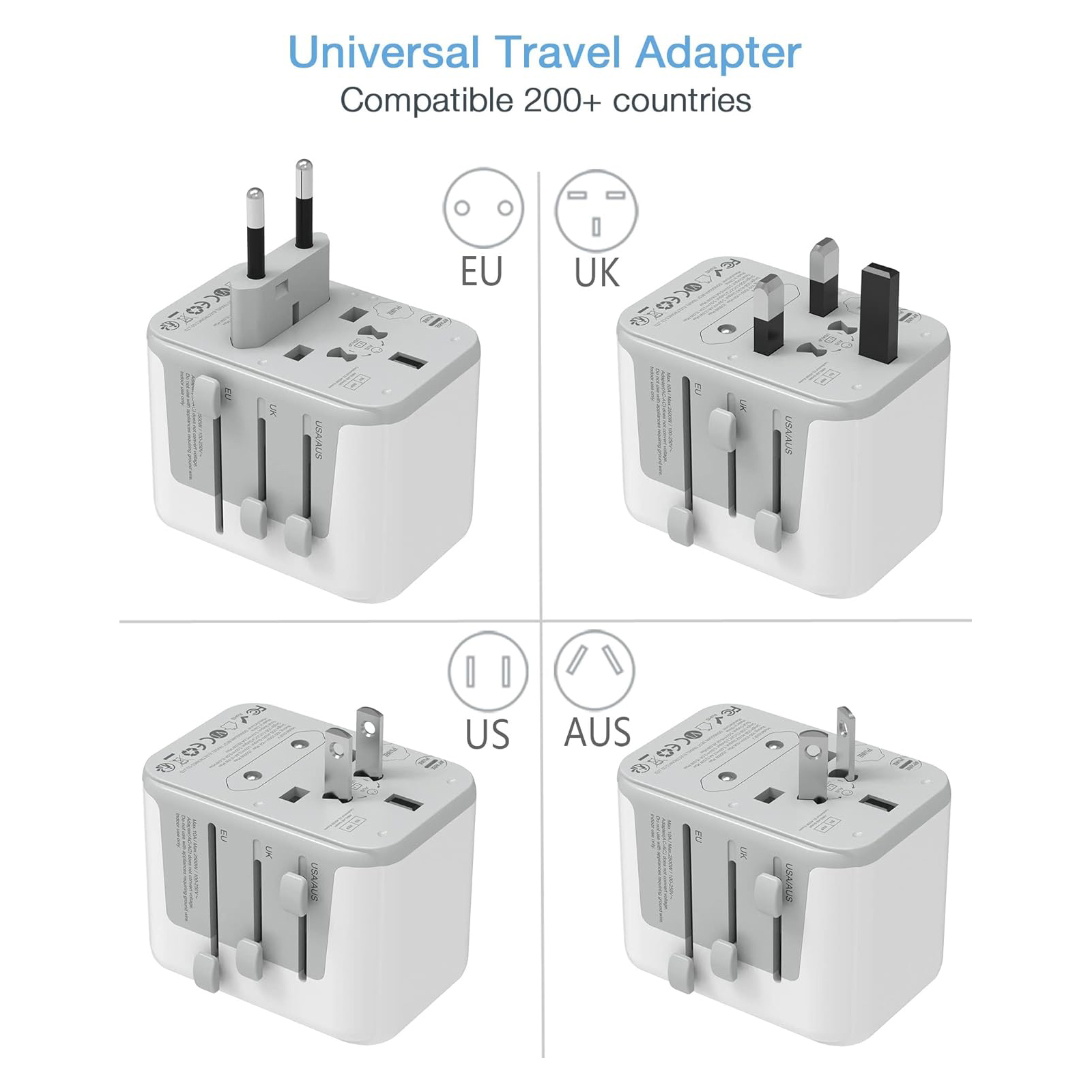 TESSAN Universal Travel Adapter, International Power Adapter 5.6A 28W 3 USB C 2 USB A Ports, Travel Worldwide Plug Adaptor, Outlet Wall Charger for Europe UK EU AUS (Type C/G/A/I)