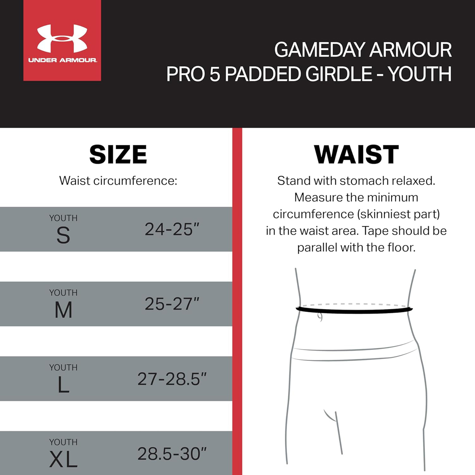 UNDER ARMOUR Gameday Pro 5-Pad Football Girdle Pant, Medium Black