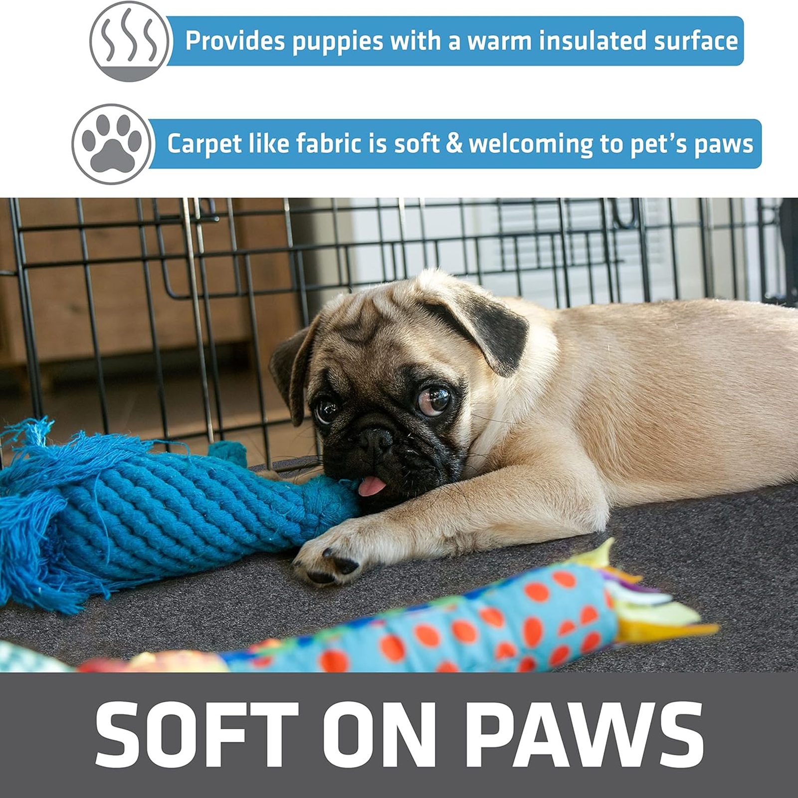 Drymate Dog Playpen Mat, Absorbent, Waterproof, Non-Slip, Machine Washable, Jumbo XXL Size (60x74), Reusable Puppy Pad for Training, Whelping, Housebreaking, Incontinence, and Crate/Kennel (USA Made)