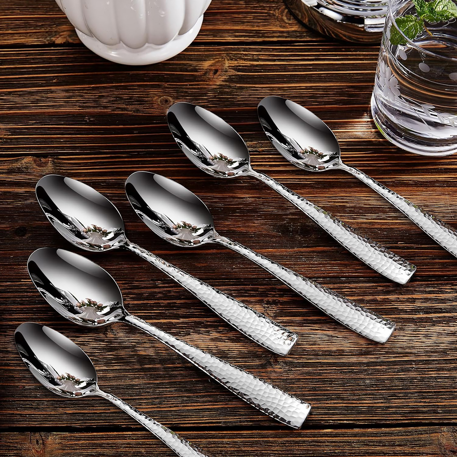 KEAWELL Premium Louis Hammered 8.3" 6 set of Fork & 7.6" 6 set of Spoon (12 set)