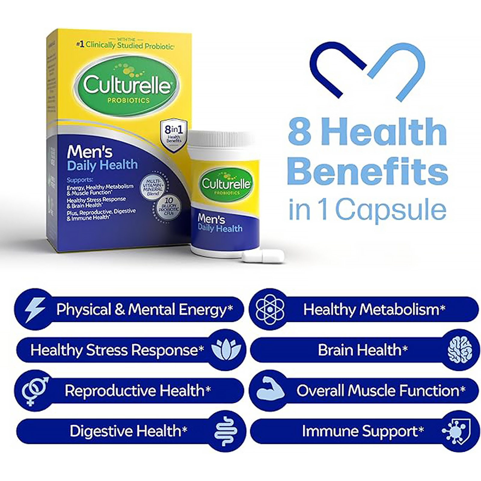 Culturelle Men's Daily Health Probiotics, Supports Digestive and Immune Health, 30 Count