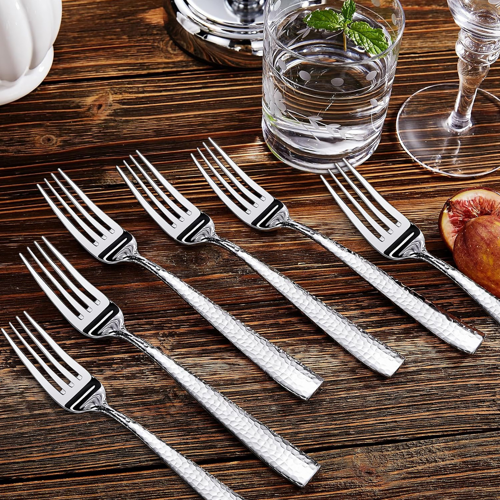 KEAWELL Premium Louis Hammered 8.3" 6 set of Fork & 7.6" 6 set of Spoon (12 set)
