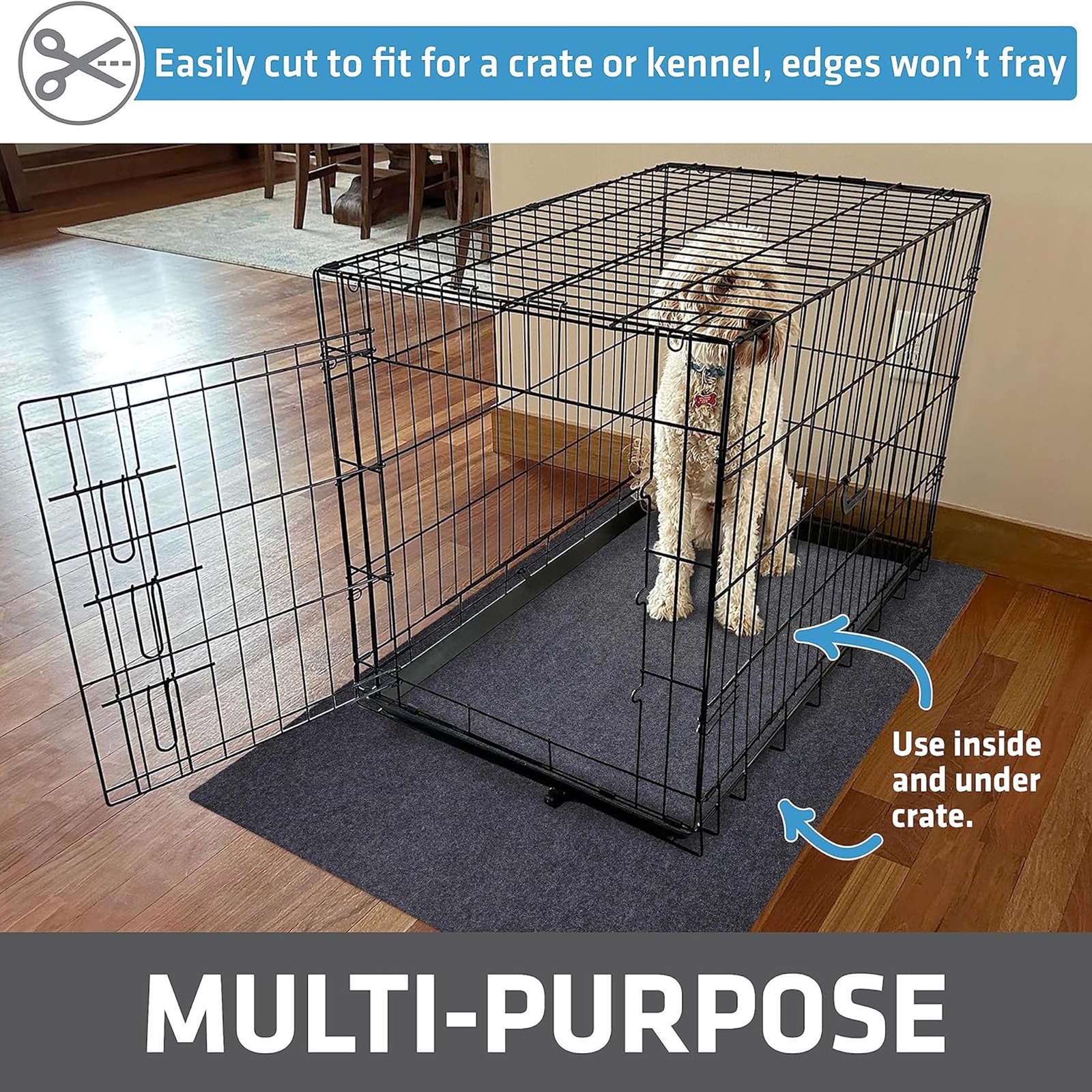 Drymate Dog Playpen Mat, Absorbent, Waterproof, Non-Slip, Machine Washable, Jumbo XXL Size (60x74), Reusable Puppy Pad for Training, Whelping, Housebreaking, Incontinence, and Crate/Kennel (USA Made)