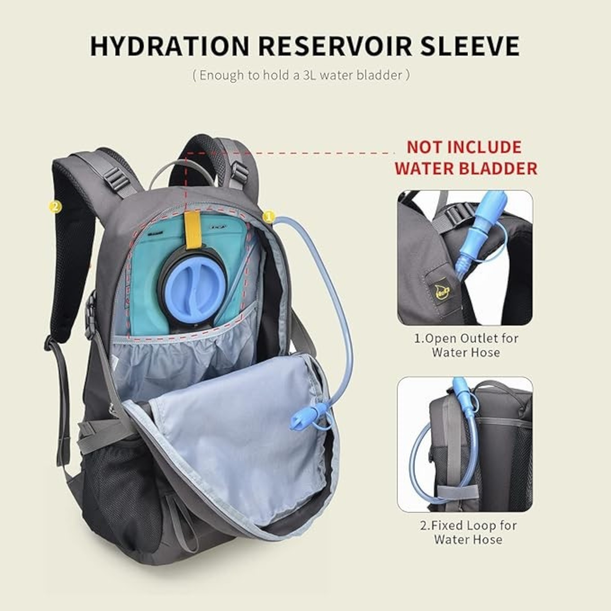 SKYSPER Hiking Backpack for Men Women, 35L Travel Backpack Waterproof Camping Backpack Outdoor Lightweight Daypack- Dark Grey