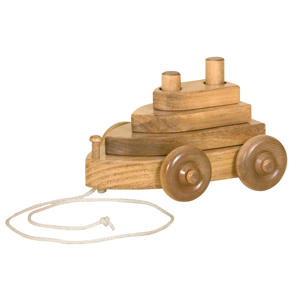 American Made Wooden Pull Toy Boat- Several Color Options