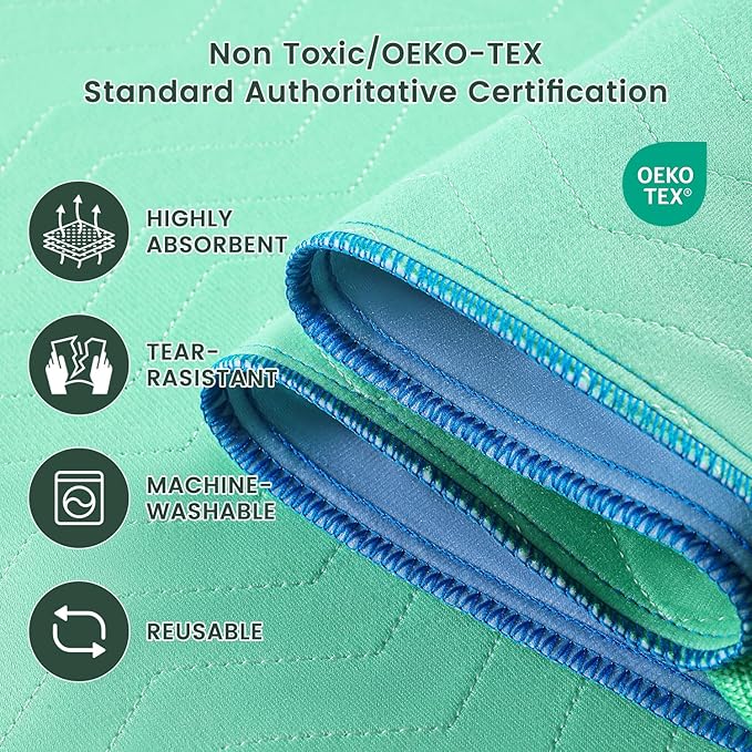 ESWIN Positioning Bed Pad with Handles – Quick-Drying, 6-Handle Incontinence Bed Pads – Washable, Waterproof, Reusable Pads for Elderly, Bedridden, Transferring, & Mattress Protection