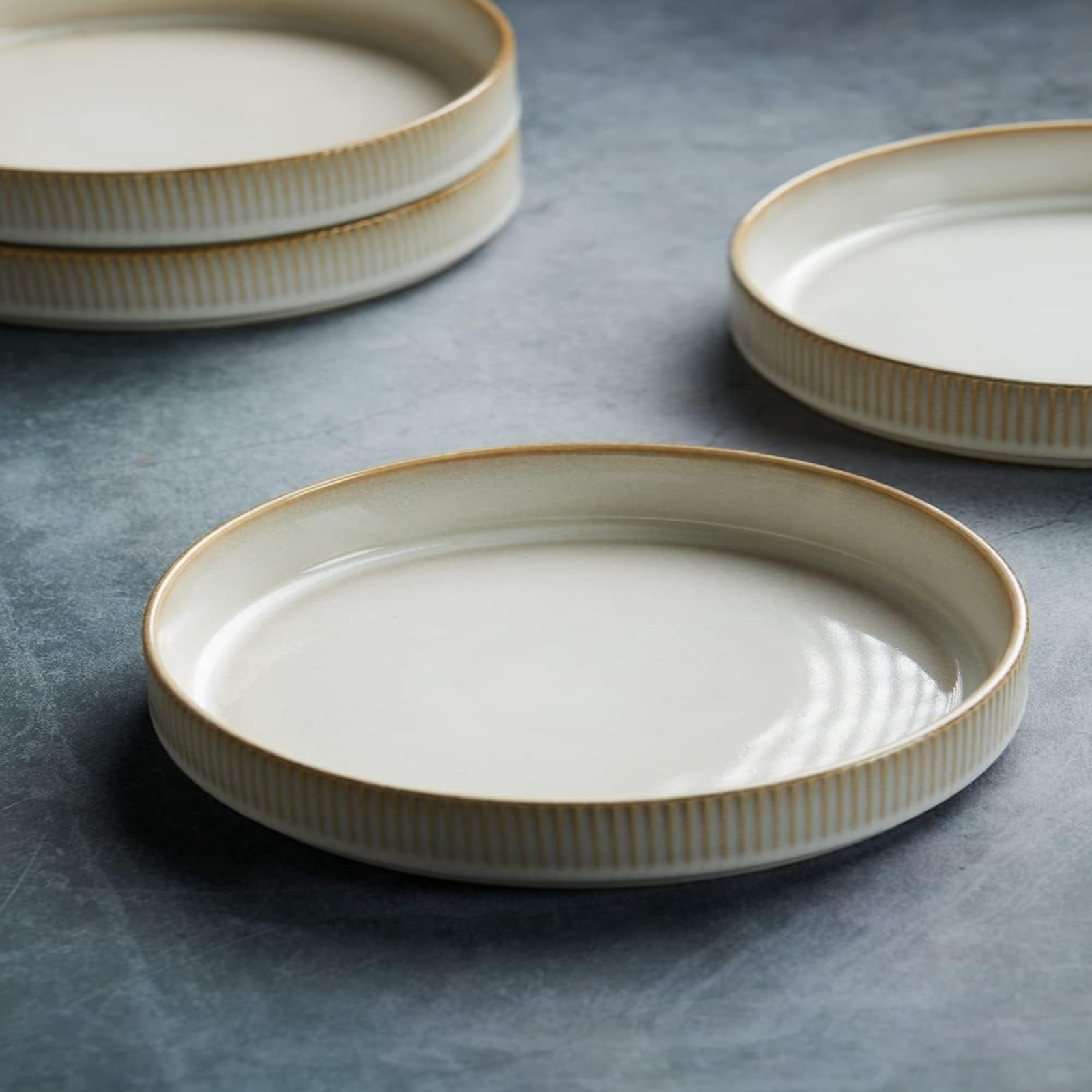famiware Star 7.5" Pasta Bowls Set, Salad Bowl Set of 4, Double Reactive Glaze, Stackable, Ideal for Your Friend for Housewarming, Festivals, Cappuccino White