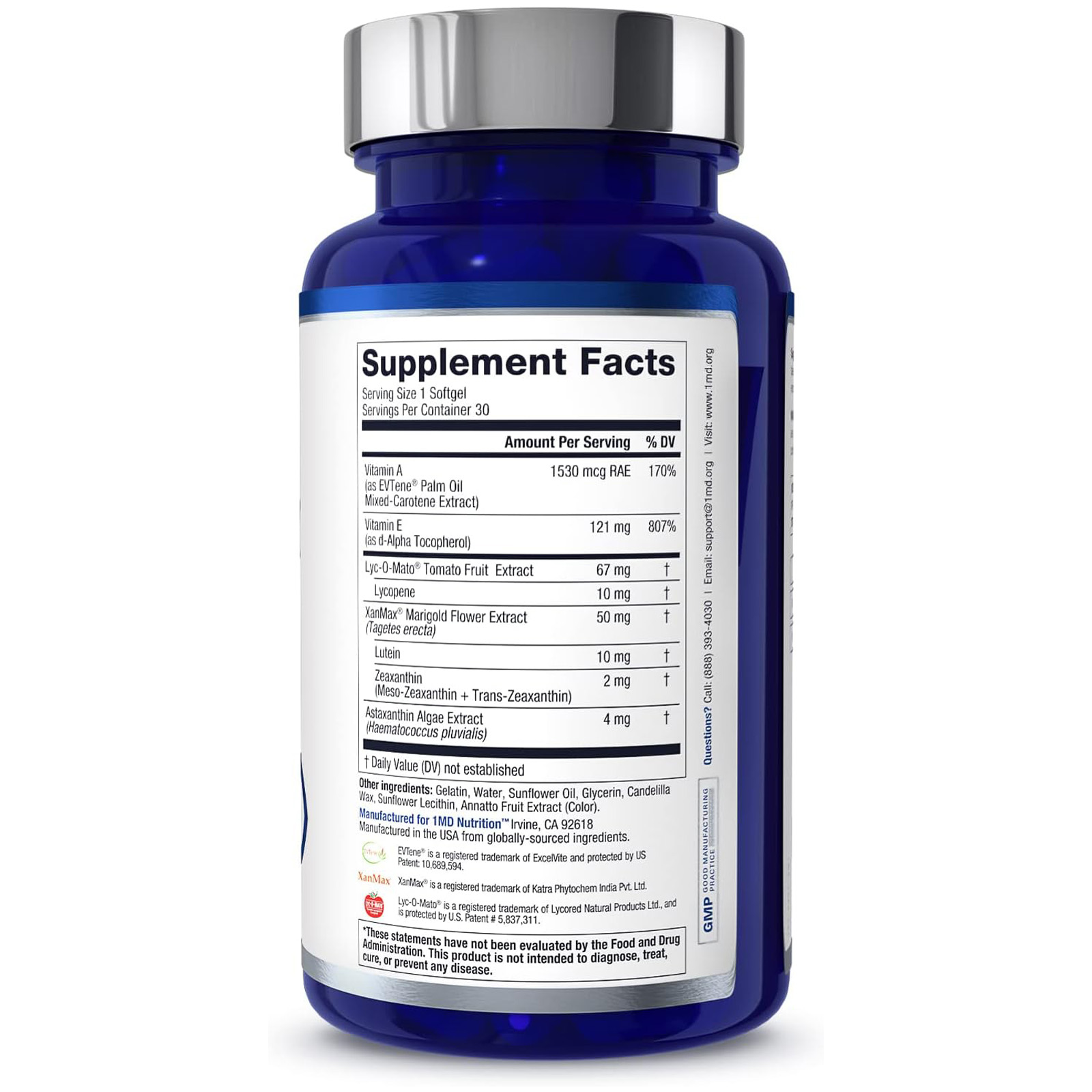 1MD Nutrition VisionMD Eye Vitamin CARMIS, Eye Supplement for Adults 30 Softgels