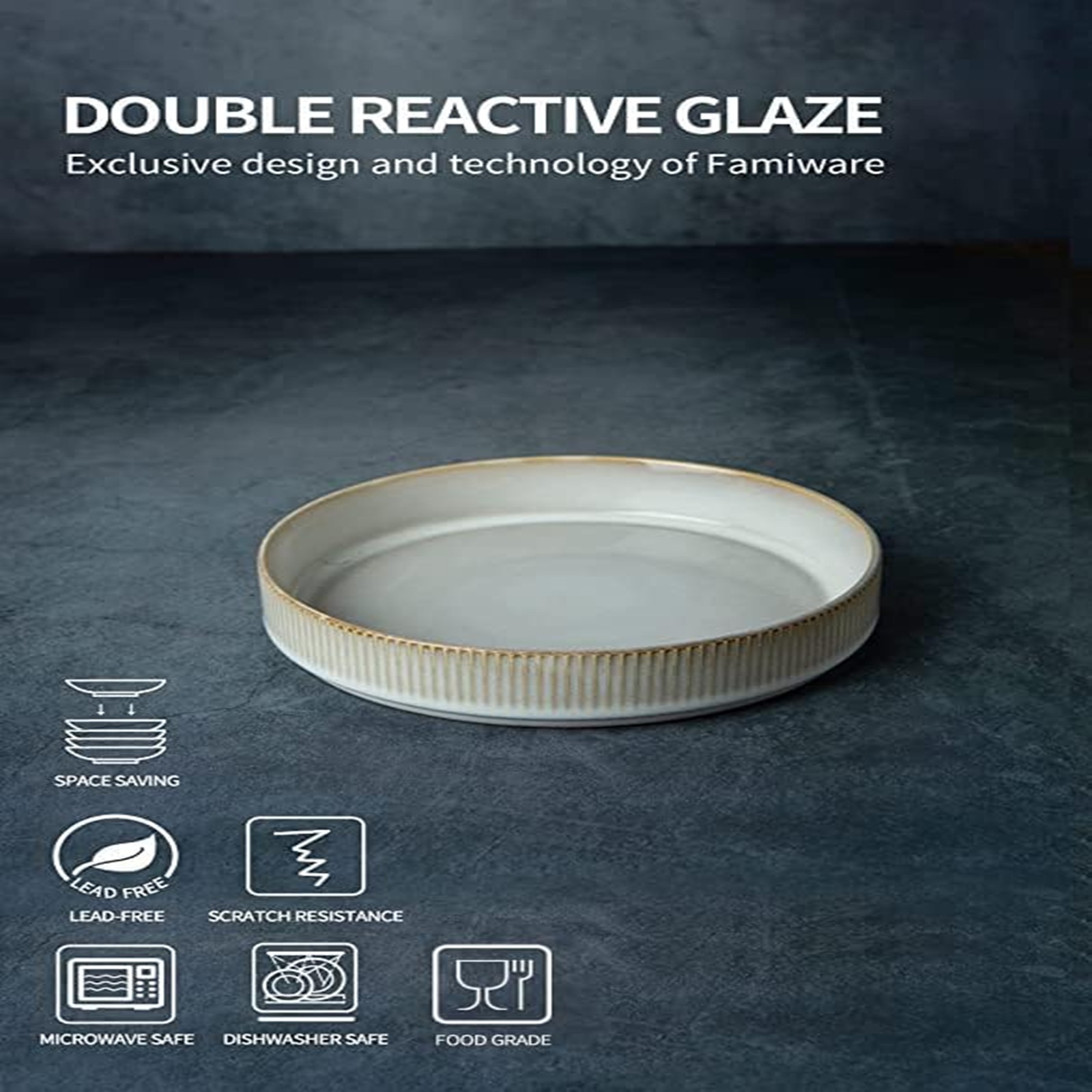 famiware Star 7.5" Pasta Bowls Set, Salad Bowl Set of 4, Double Reactive Glaze, Stackable, Ideal for Your Friend for Housewarming, Festivals, Cappuccino White