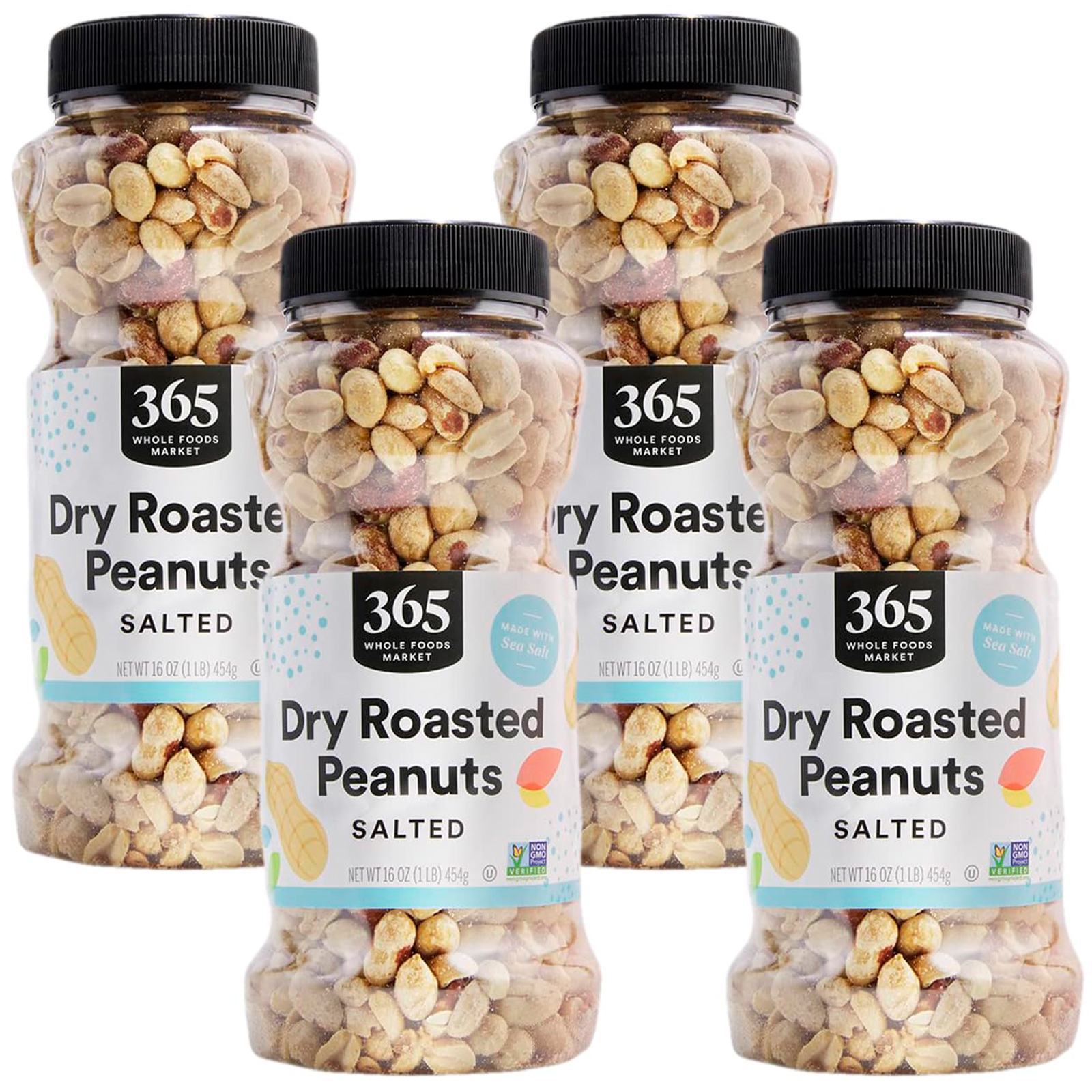 365 by Whole Foods Market - Dry Roasted and Salted Peanuts - 16oz (Pack of 4)