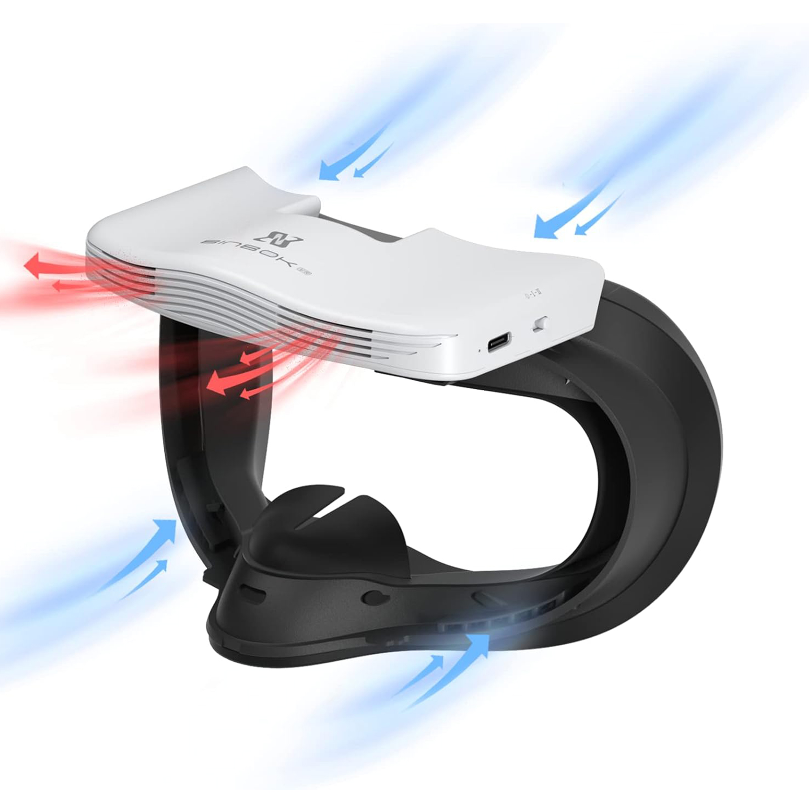 BinBok VR Fan for Oculus Quest 2, Fitness Facial Interface Foam with Silicone Face Pad, Anti-fogging Cooling Air Circulation, Compatible with VR Accessories
