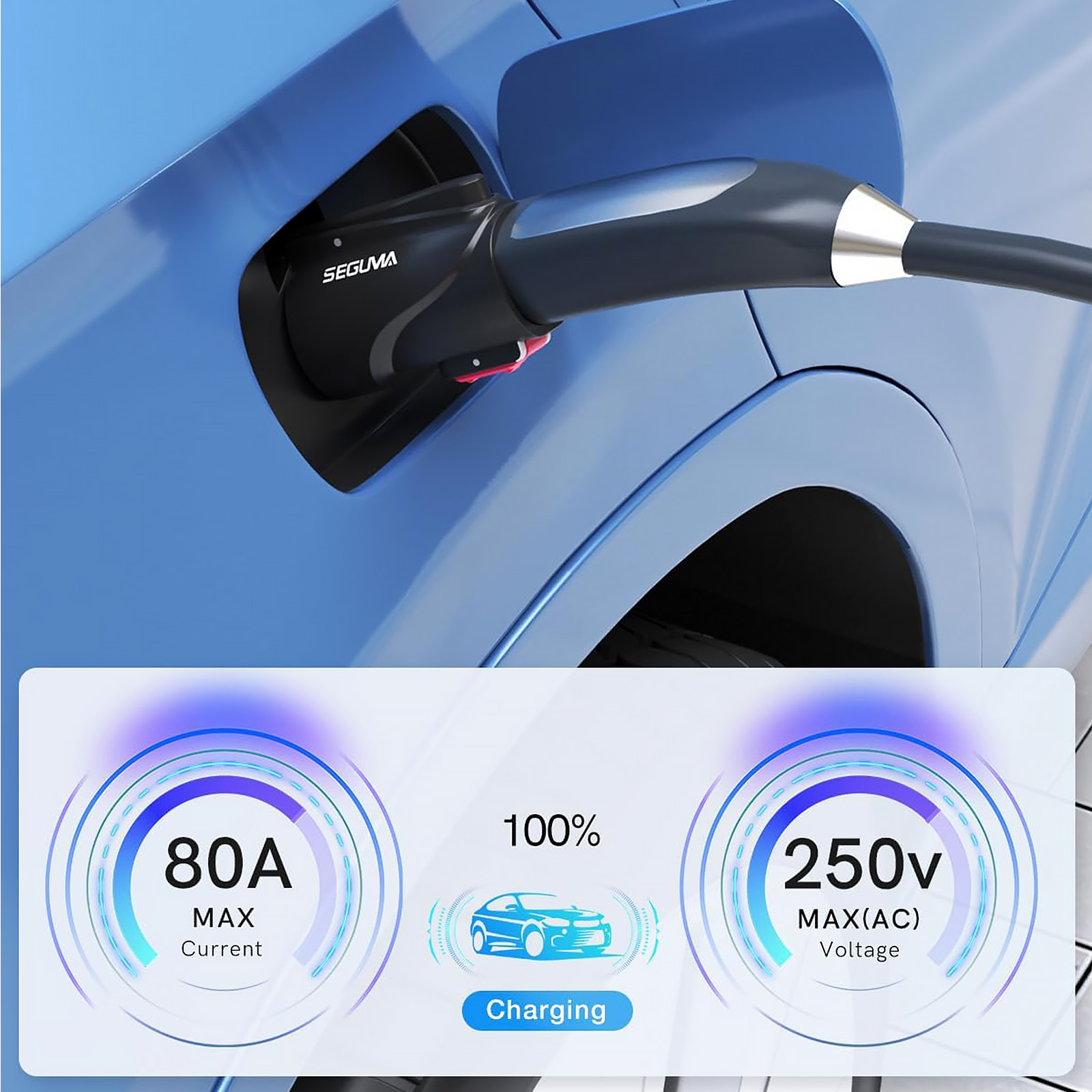NACS to J1772 Adapter, Max 80Amp 250V J1772 EV Charging Adapter to Tesla Charger