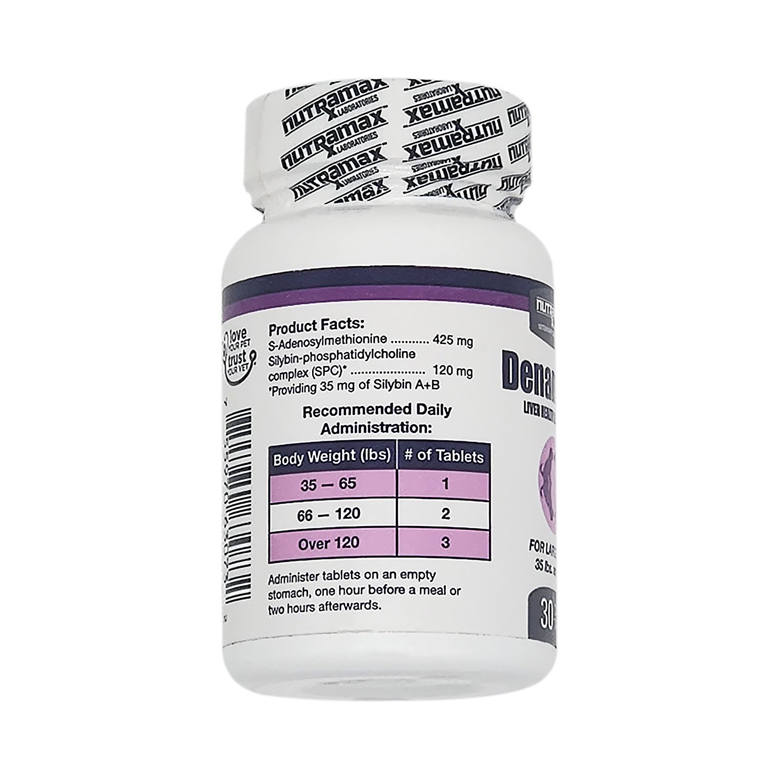 Nutramax Denamarin Liver Health Supplement Bottle for Cats and Dogs - Large Dogs 425 Mg, 30 Tablets