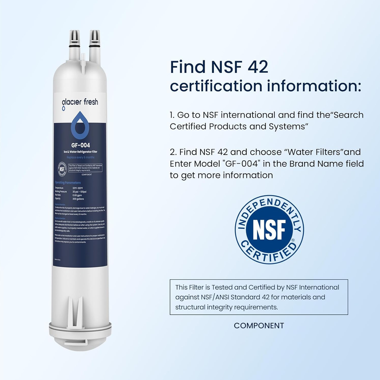 GLACIER FRESH Compatible with 4396841 Refrigerator Water Filter, EDR3RXD1, KAD3RXD1, WHR3RXD1, 4396841, 4396710, Filter 3, 46-9083,46-9030, 9030, 9083 Refrigerator Water Filter, 3 Pack