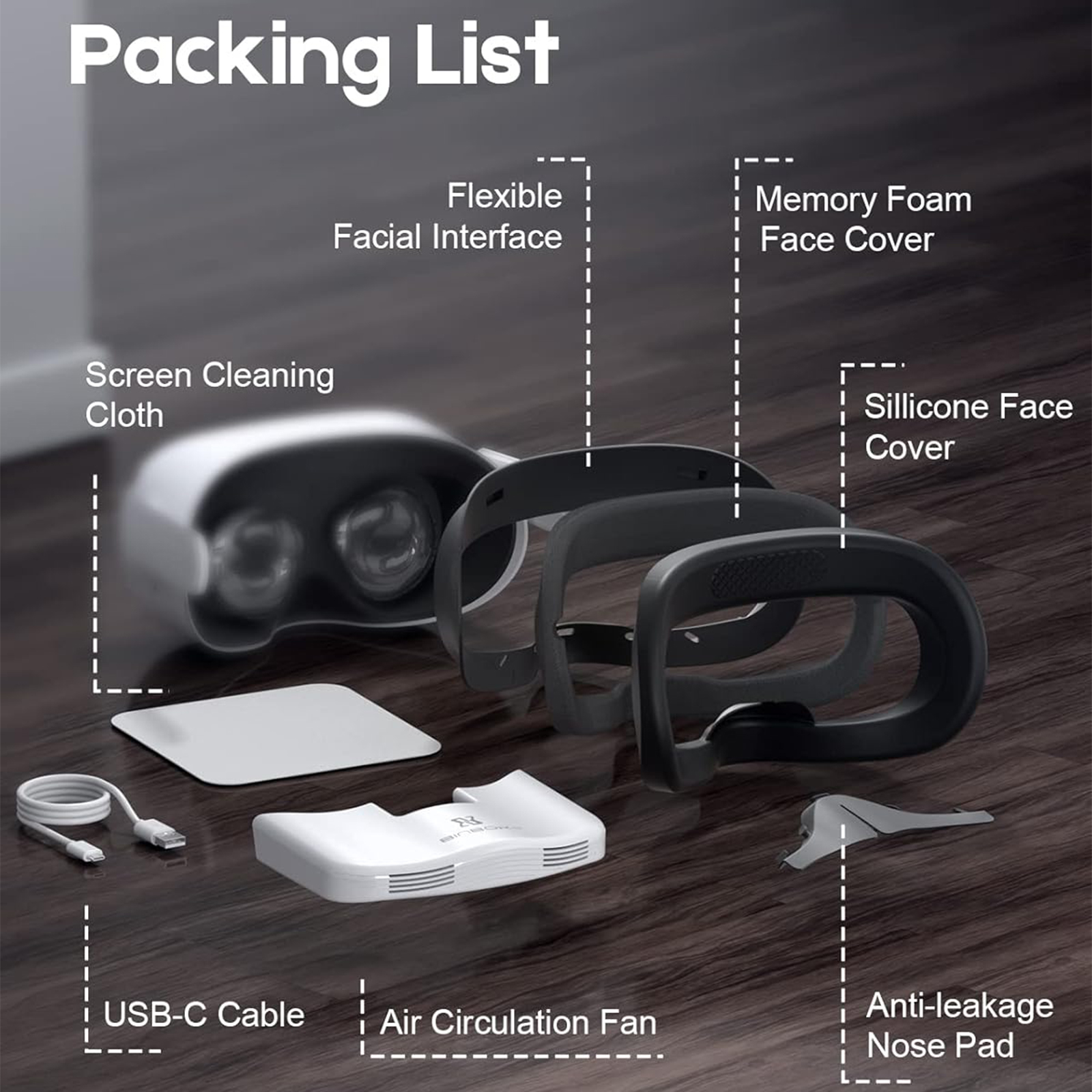 BinBok VR Fan for Oculus Quest 2, Fitness Facial Interface Foam with Silicone Face Pad, Anti-fogging Cooling Air Circulation, Compatible with VR Accessories
