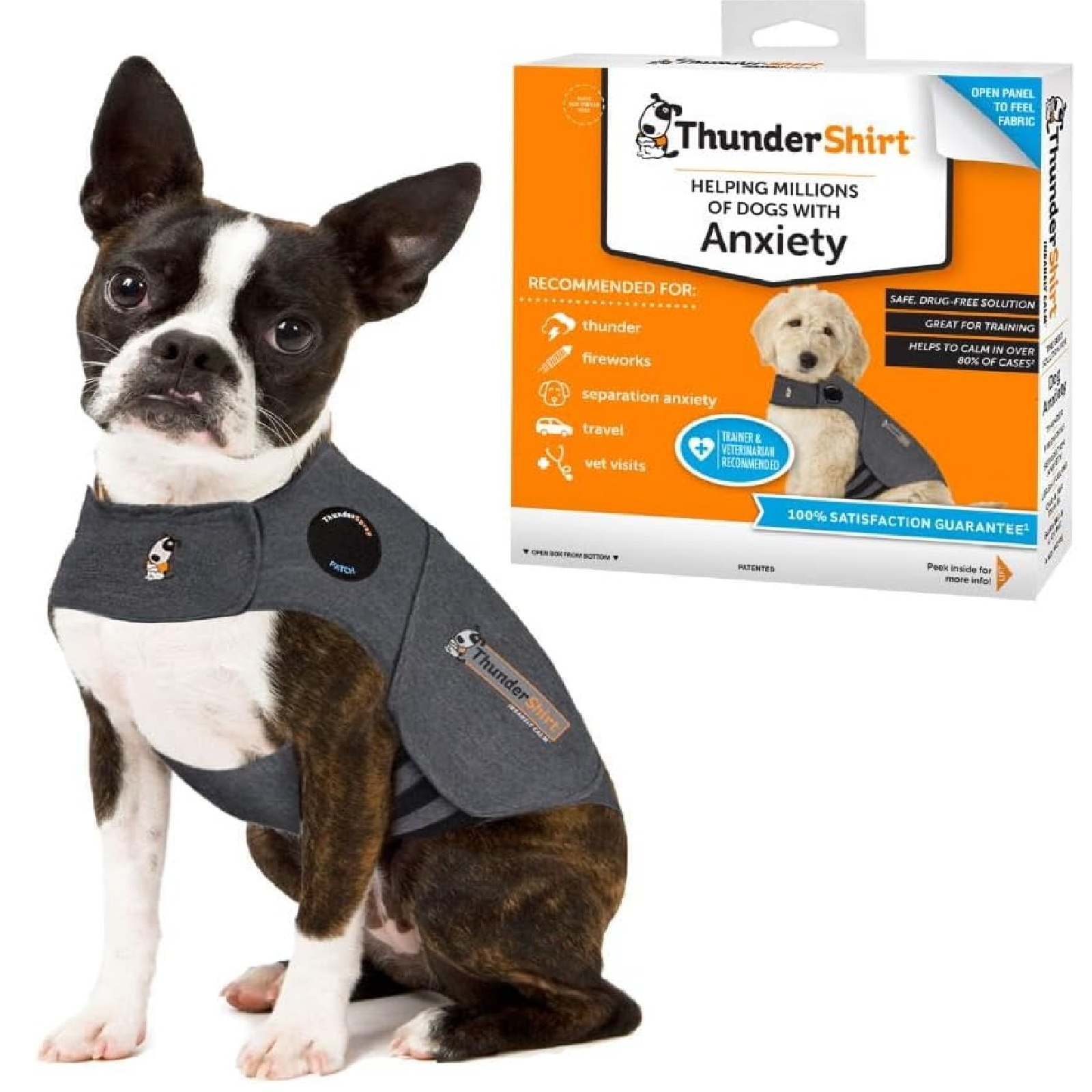 ThunderShirt for Dogs, X Small, Heather Gray Classic - Dog Anxiety Relief Calming Vest