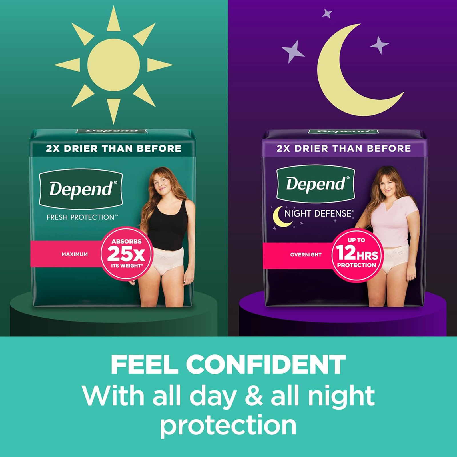 Depend Fresh Protection Adult Incontinence Underwear for Women 30 Count, Medium