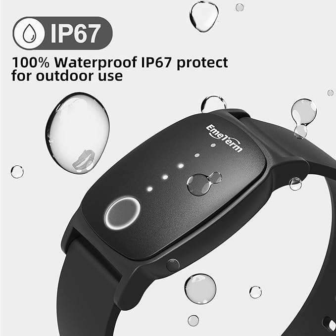 EmeTerm Explore FDA-Cleared Galaxy Black Anti-Nausea Wristband IP67 Waterproof Morning Motion Travel Sickness Vomit Relief Rechargeable Classic Strap Design No Gel Drug Free Without Side Effects