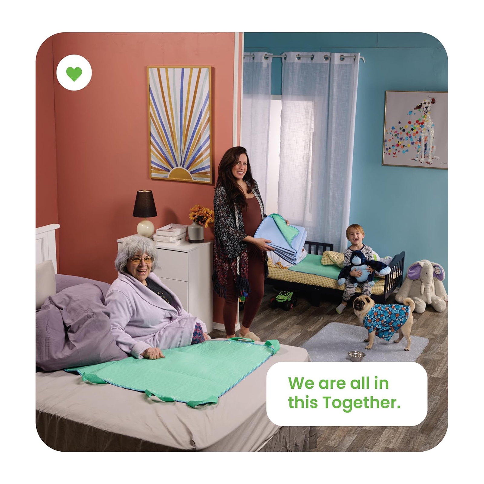 IMPROVIA® Washable Underpads, 34" x 52" (1 Pack) - Heavy Absorbency Reusable Incontinence Pads for Kids, Adults, Elderly, and Pets - Waterproof Protective Pad for Bed, Couch, Sofa, Furniture, Floor