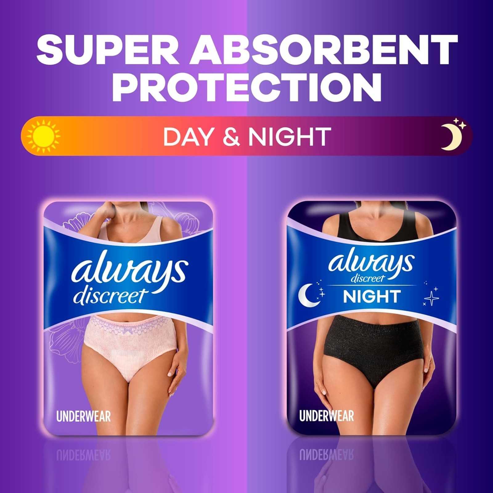 Always Discreet Adult Incontinence Overnight Underwear for Women, Extra Large, Up to 100% Bladder Leak Protection, 14 Count