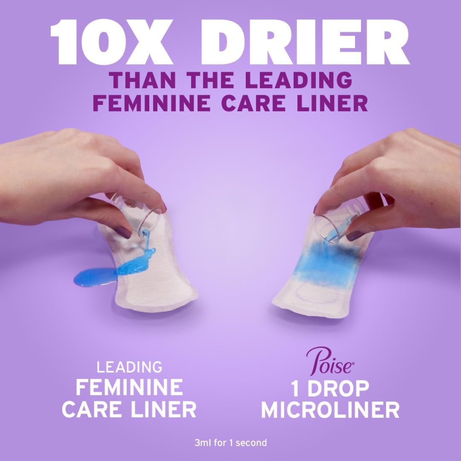 Poise Daily Microliners, Incontinence Panty Liners, 1 Drop Lightest Absorbency, Long Length, 50 Count of Pantiliners