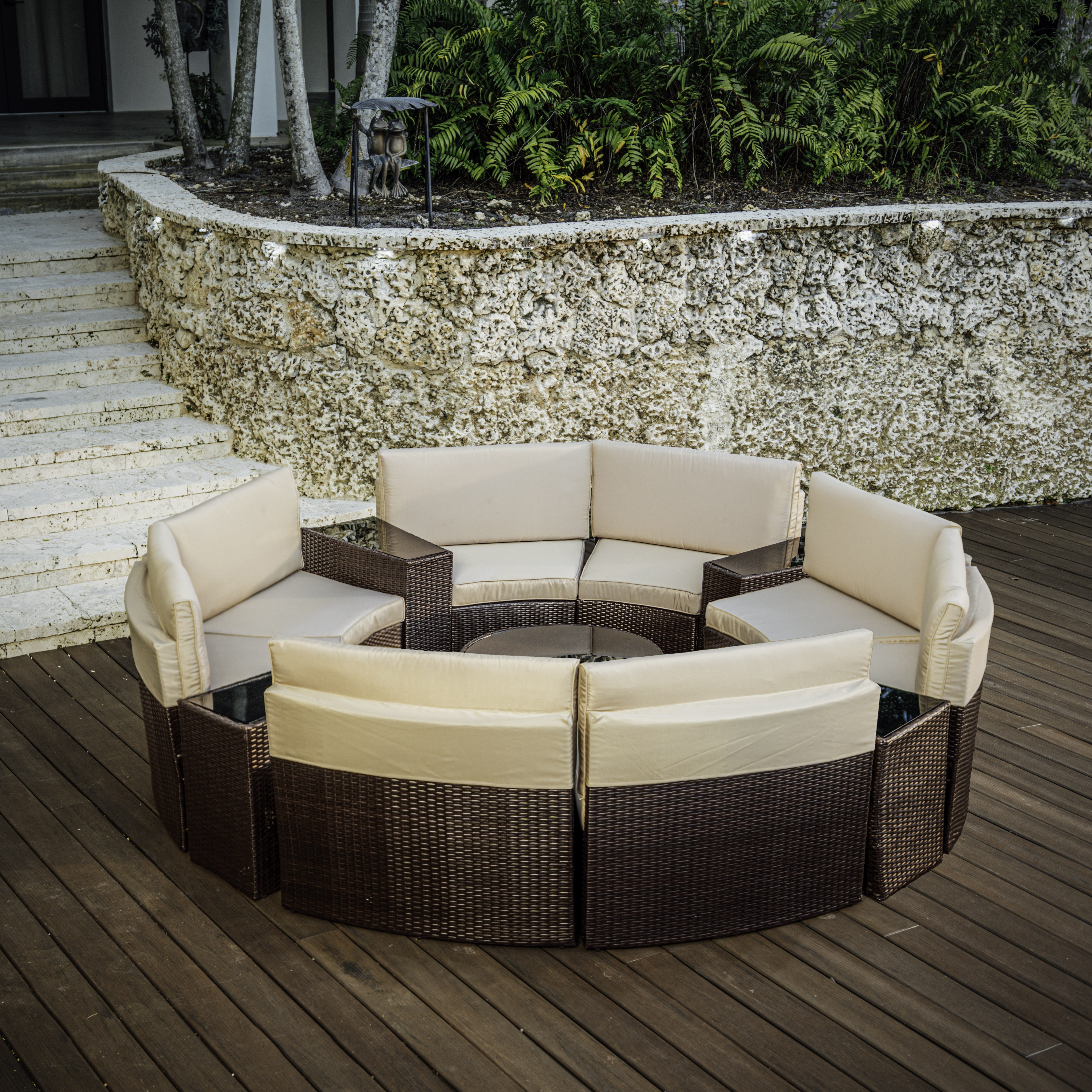 4 Piece Patio Conversation Full Circle Sofa Set