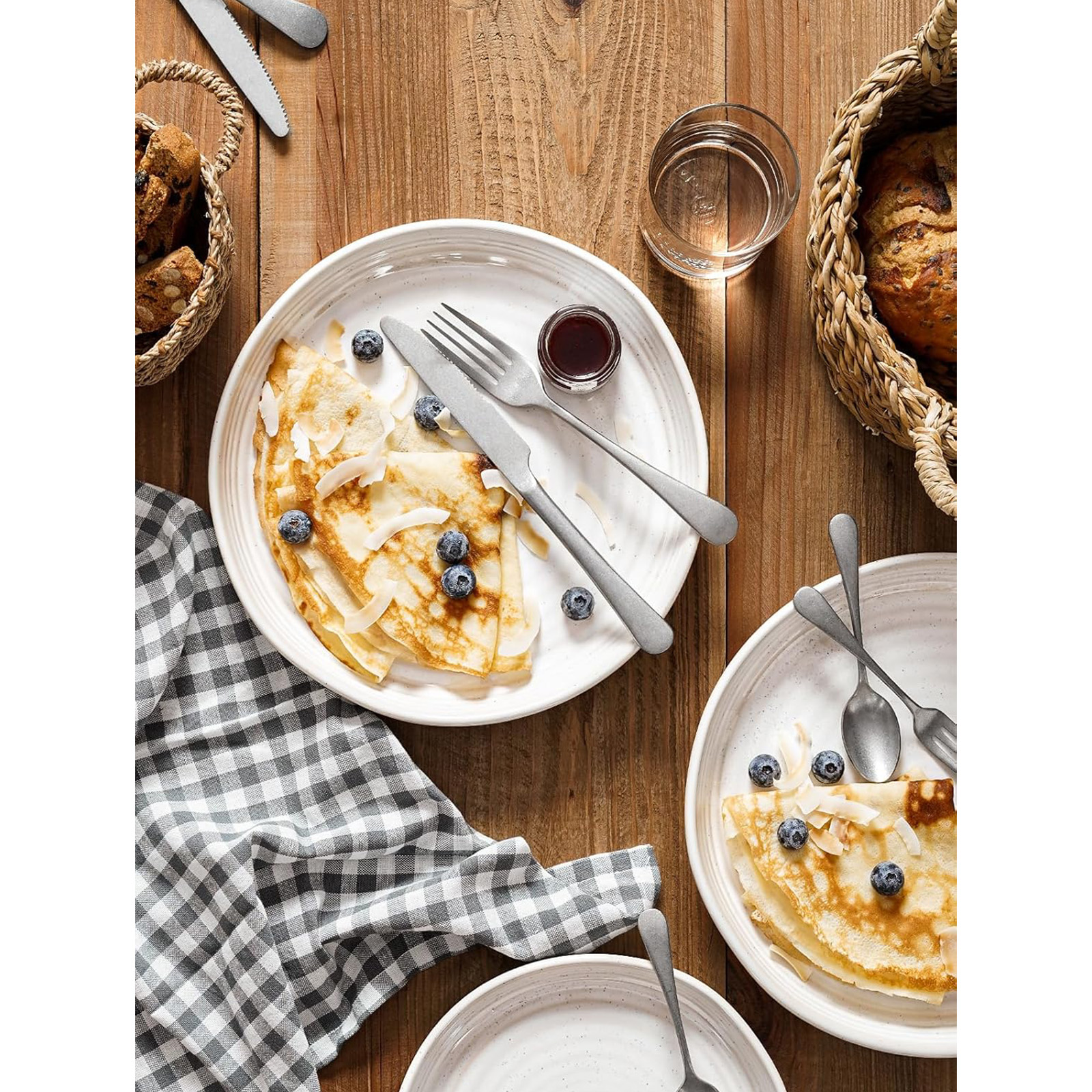 LE TAUCI Dinner Plates 10 Inch, Ceramic Flat Dish Set - Set of 4, Arctic White