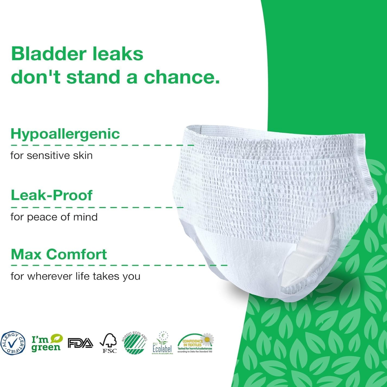 Veeda Natural Adult Incontinence Underwear for Men - Disposable Underwear for Bladder Leakage Protection - Adult Diapers for Men with Maximum Absorbency - Large Size - 96 Count