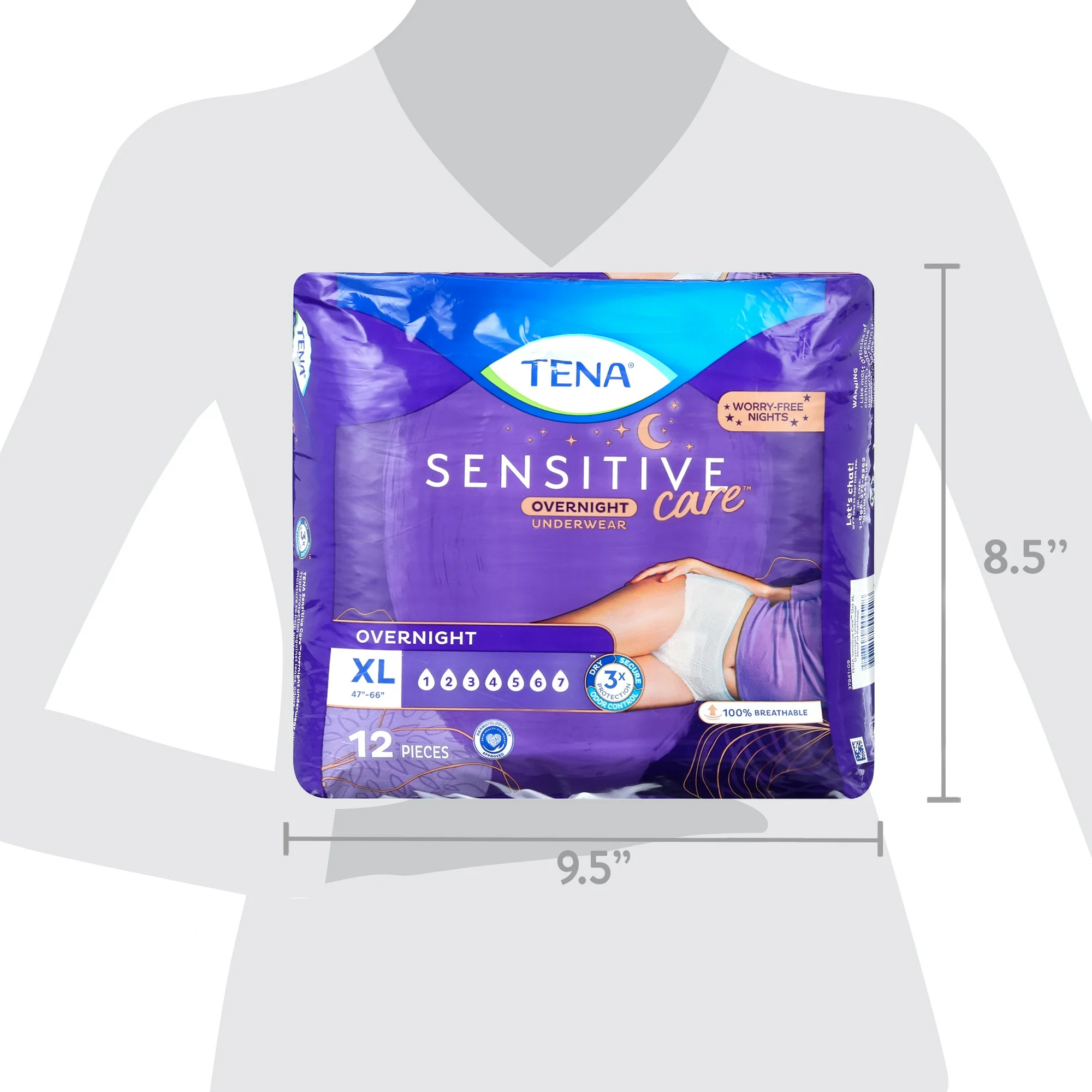 TENA Sensitive Care Overnight Incontinence Underwear for Women XLarge(12 Count)