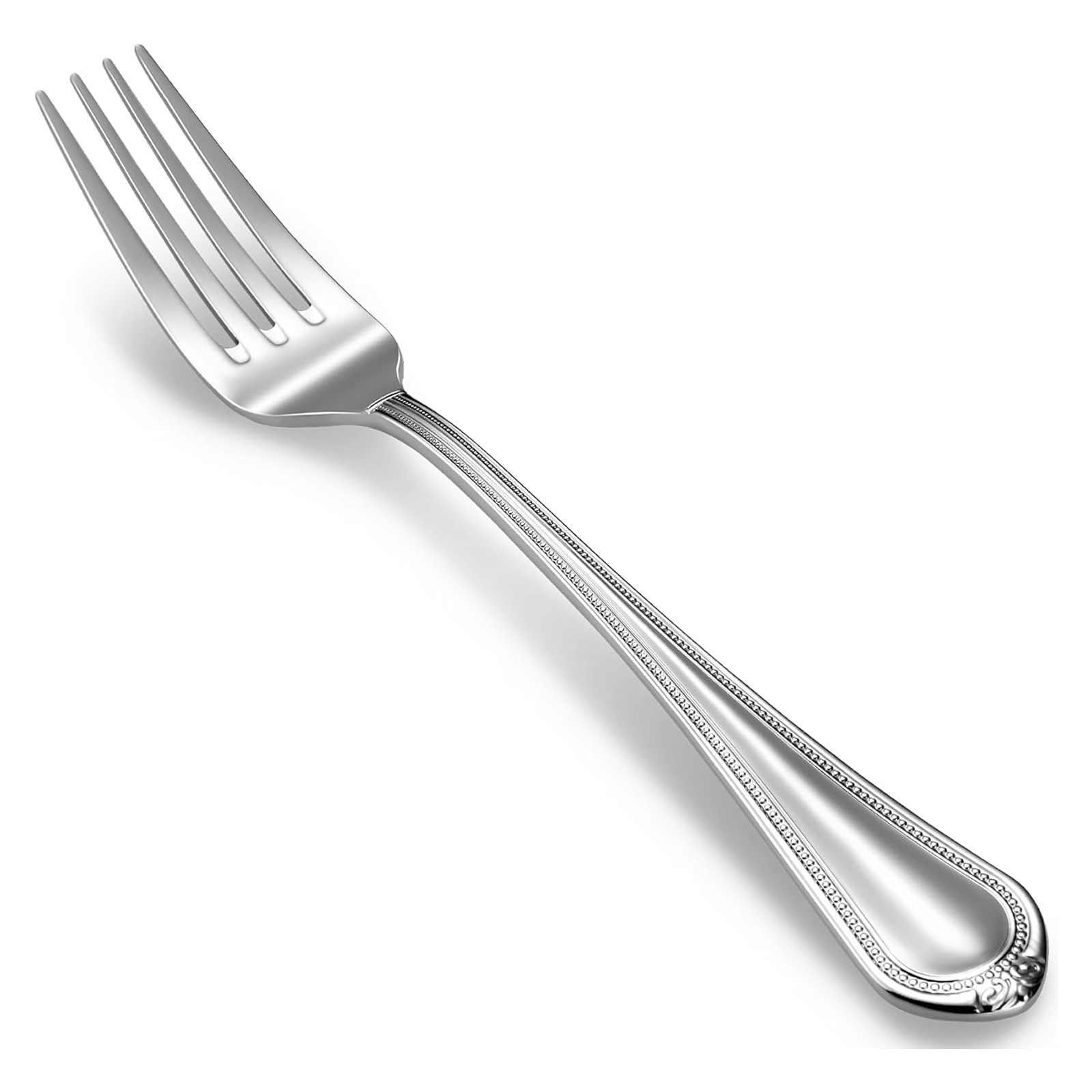 KEAWELL Pearl Edge 4-Piece Premium Fork Set, 18/10 Stainless Steel, Fine Silverware with Mirror Finish, Dishwasher Safe (4, 8" Dinner Forks)