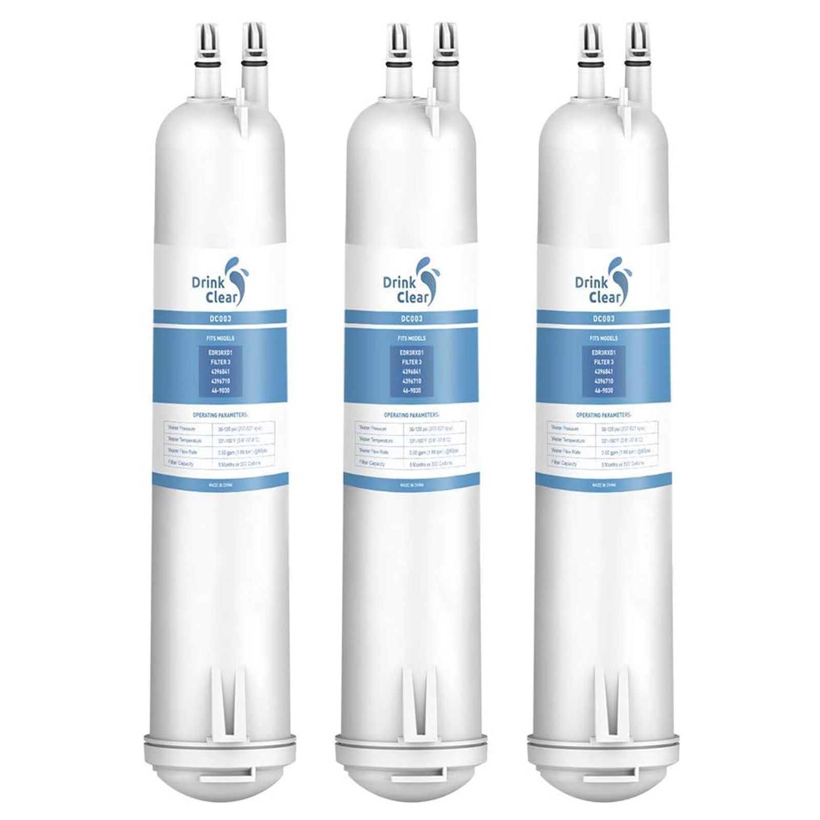 EDR3RXD1 Water Filter Replacement, Compatible with 4396841, Filter 3, 4396710, Kenmore 46-9083, 46-9030 Refrigerator Water Filter, 3 Packs