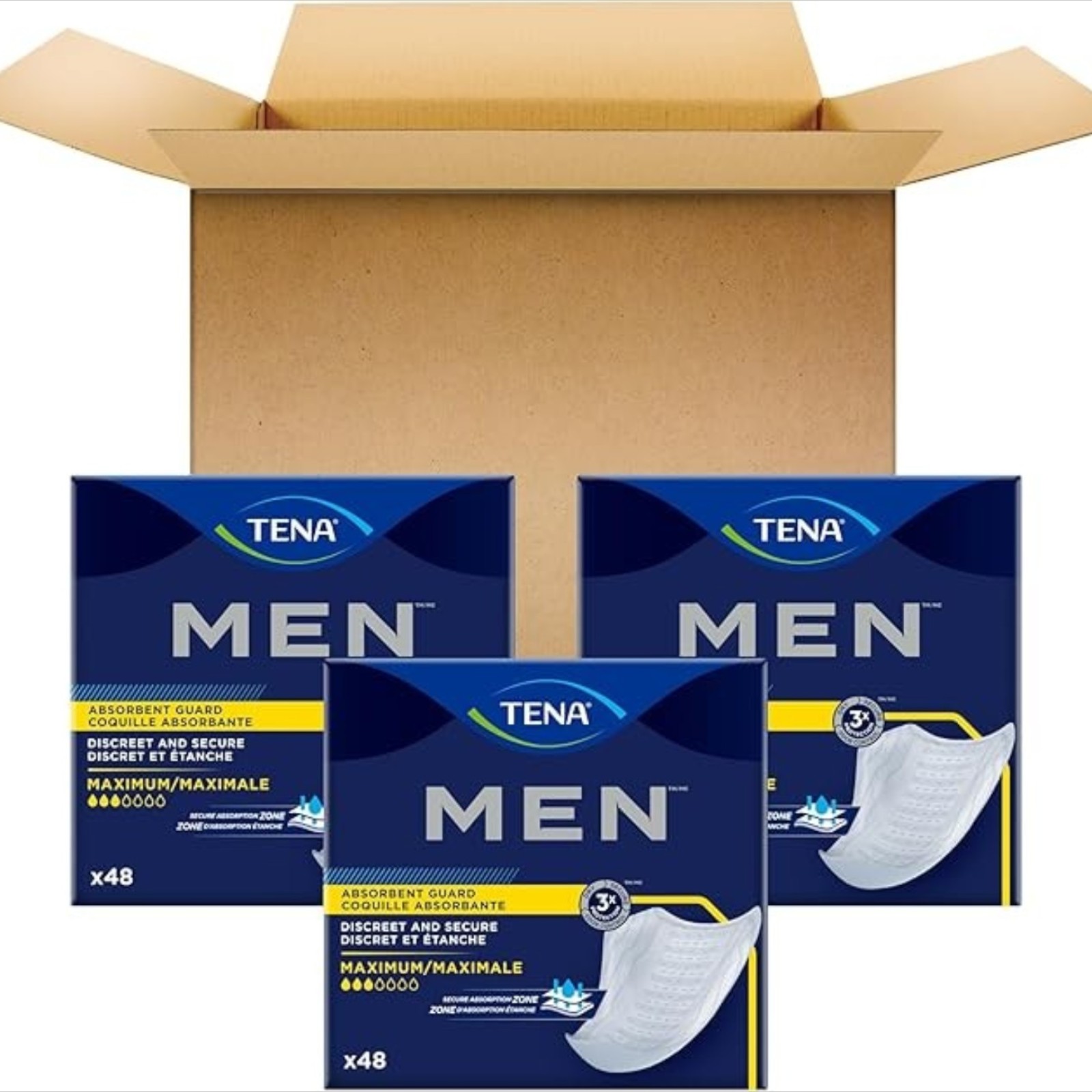 TENA Incontinence Guards for Men, Maximum Absorbency, Solid Pattern, 144 Count