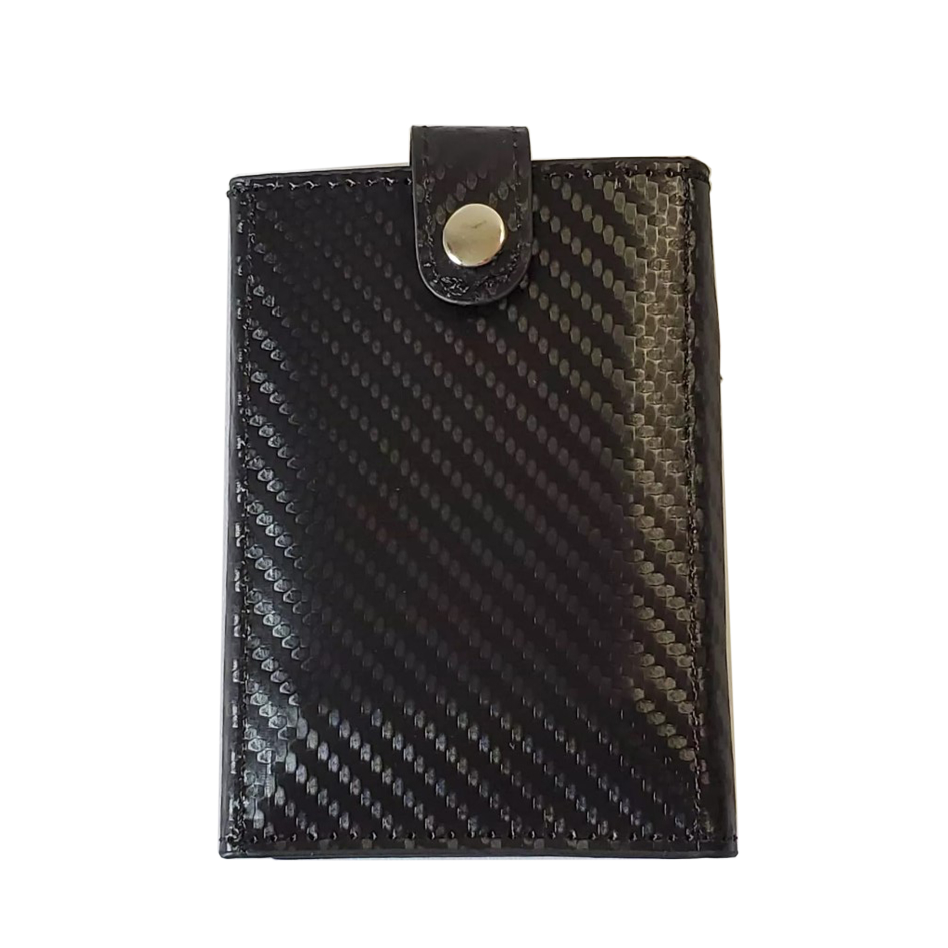 AIUWO Men's Trifold Wallet - Black Carbon Leather with AirTag Holder