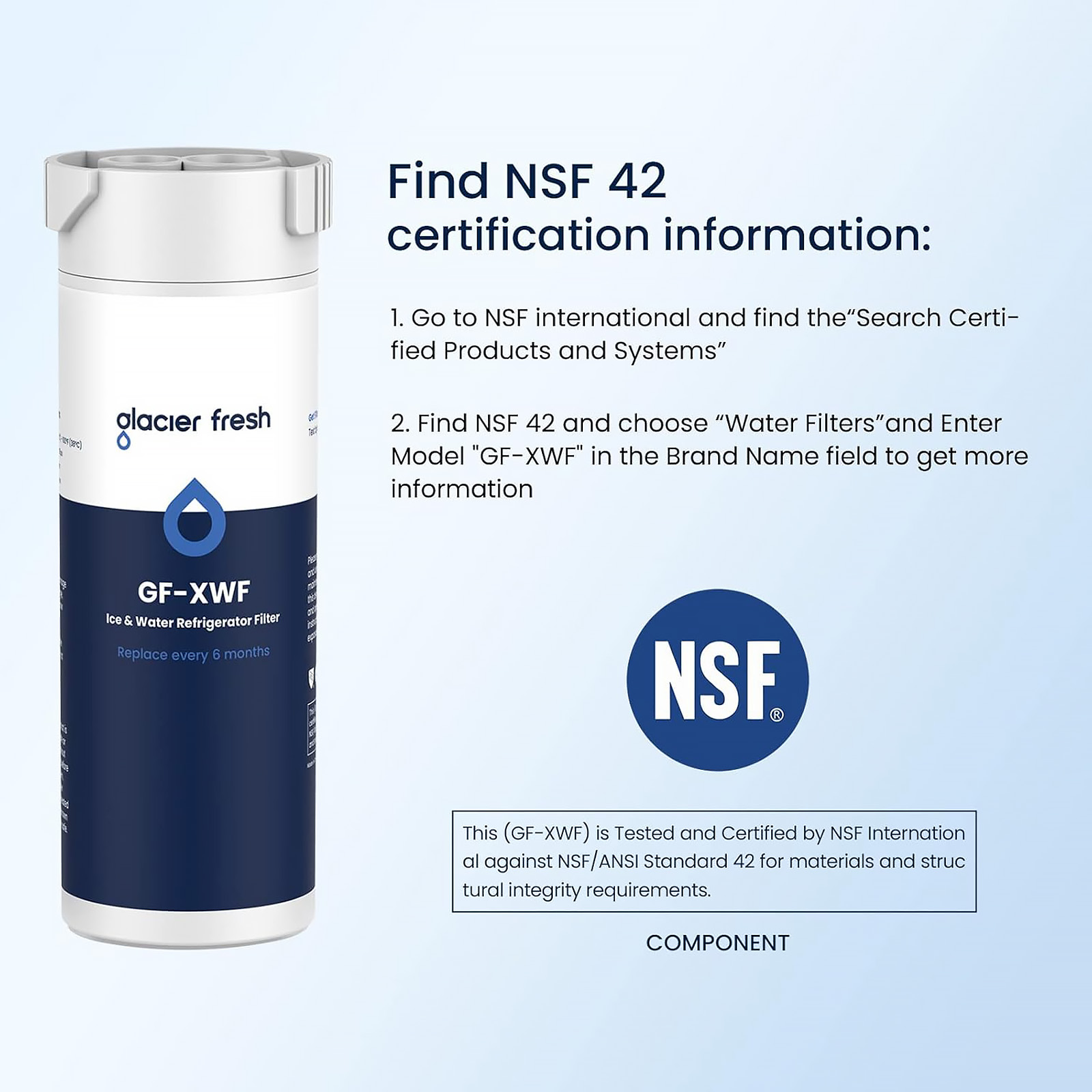 GLACIER FRESH XWF Replacement For GE XWF Refrigerator Water Filter (Not for XWFE) - Choose pack