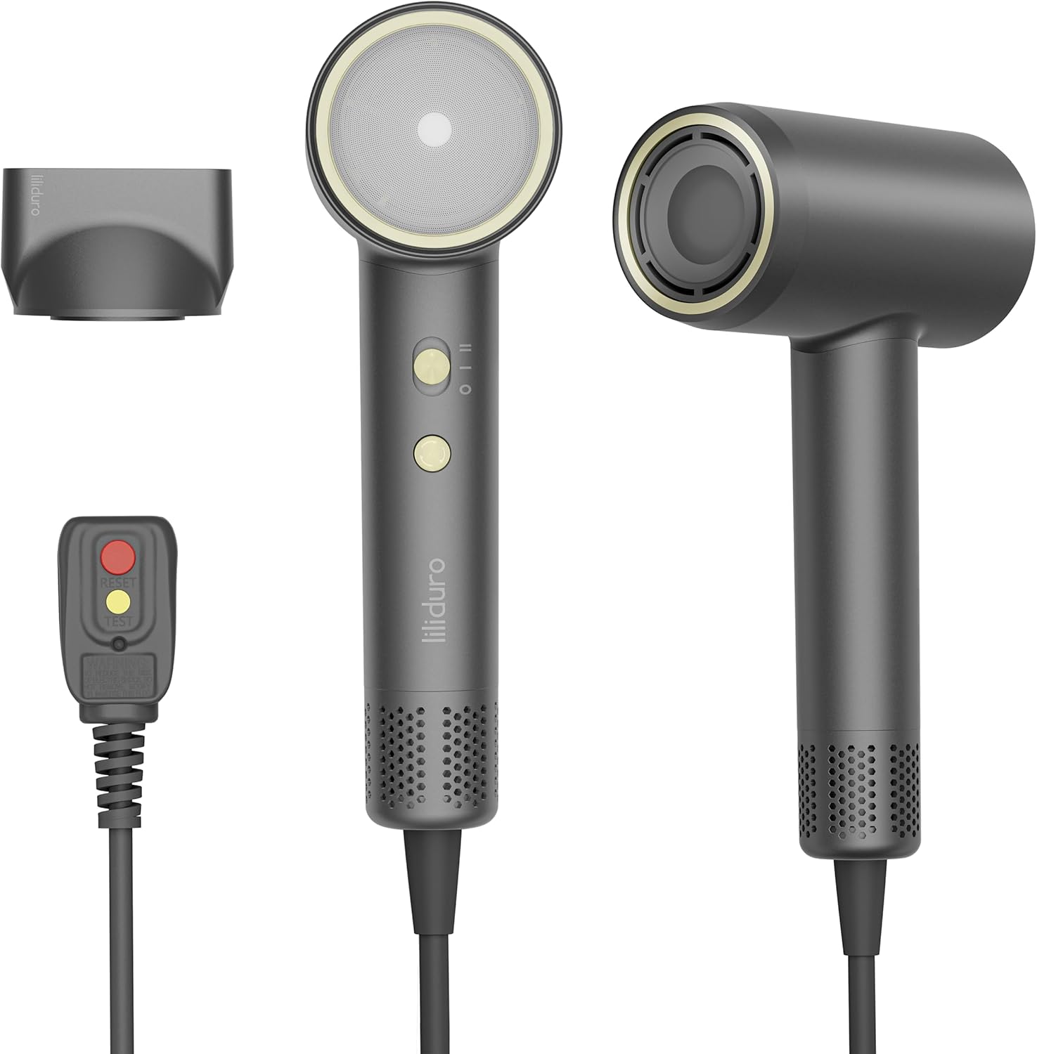 liliduro High Speed Hair Dryer 110000 RPM Negative Ionic Mini Travel Blow Dryer Lightweight Portable 1400W Smoothing Nozzle