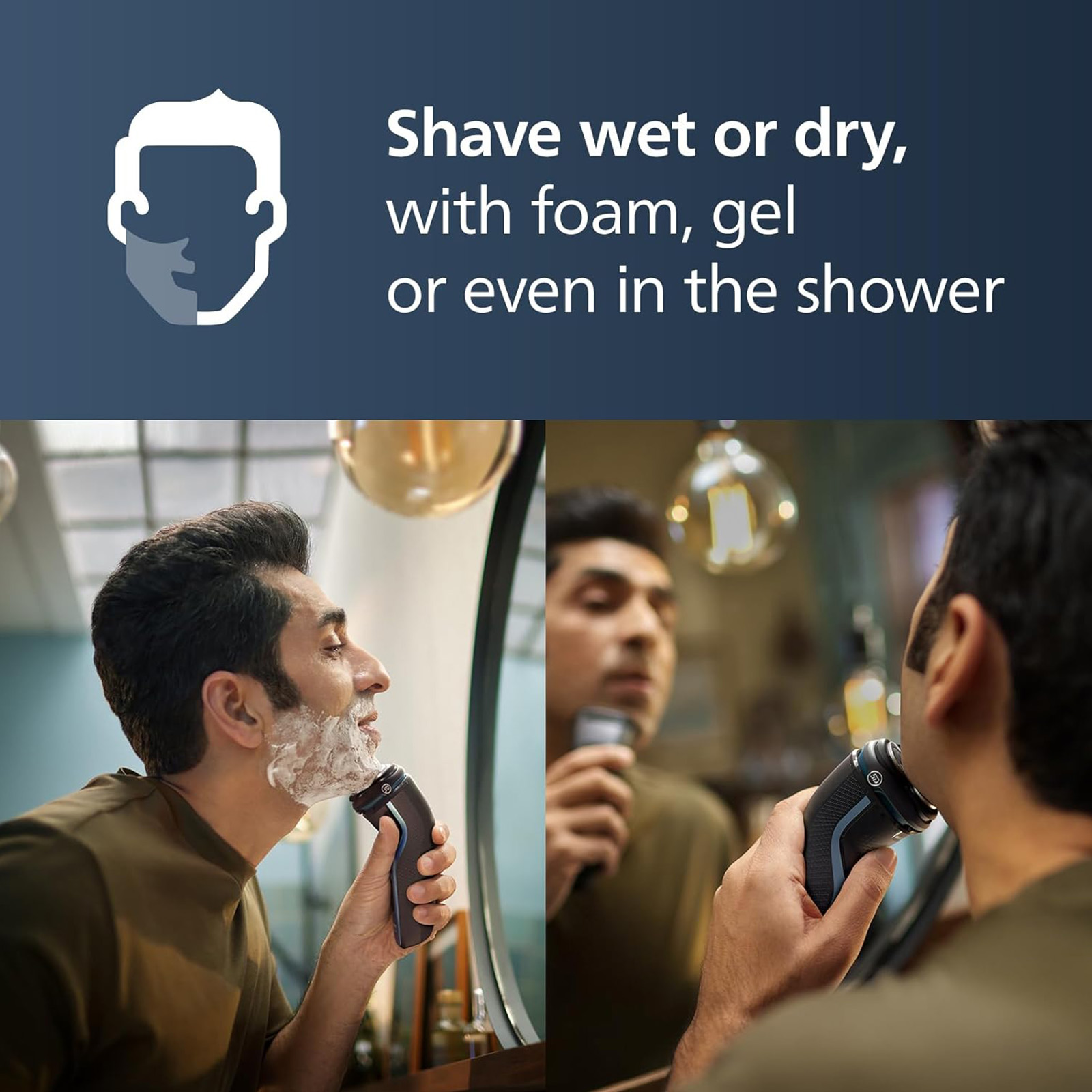 Philips Norelco Shaver 3600 Series, Wet and Dry Electric Shaver, P-Cap, Travel Pouch, Storm Blue, Model S3243/91