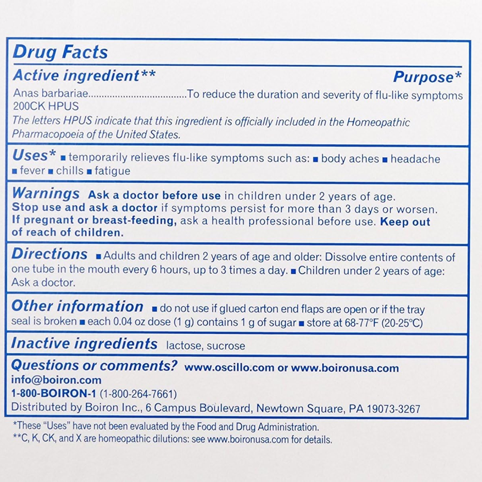 Boiron Oscillococcinum Homeopathic Medicine for Flu-Like Symptoms, 30 Doses