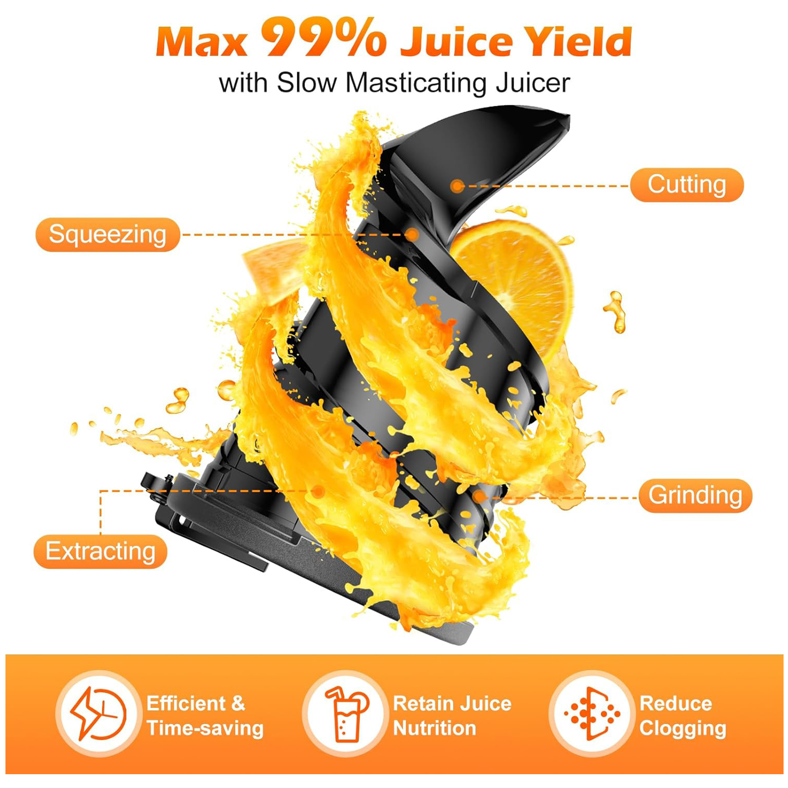 YPONE Juicer Machines with 5.8" Large Feed Chute, Cold Press Juicer For Whole Vegetables and Fruits, 400W Professional Slow Masticating juicer Easy to Clean for Batch Juicing (Titanium Gray)