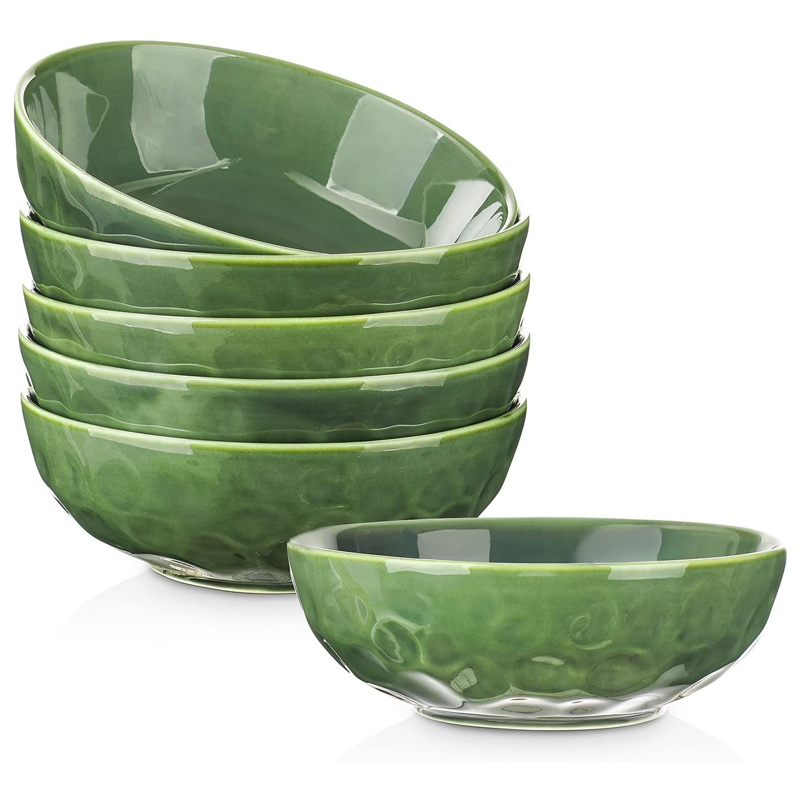 vicrays Ceramic Pasta Bowls Set, 32 Ounce Soup Bowls, Set of 6 (Green)